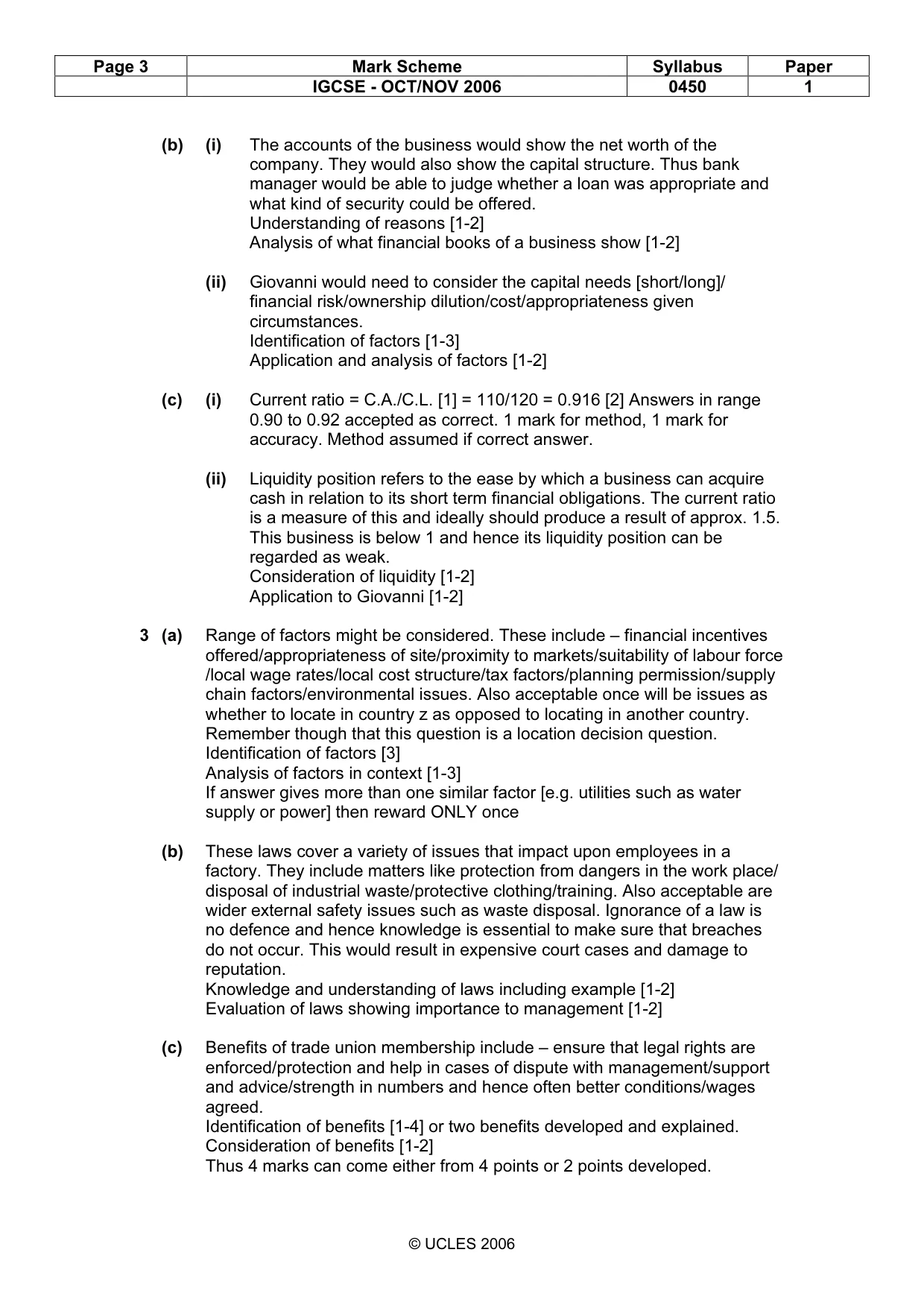 Mark scheme, page 3 of 5
