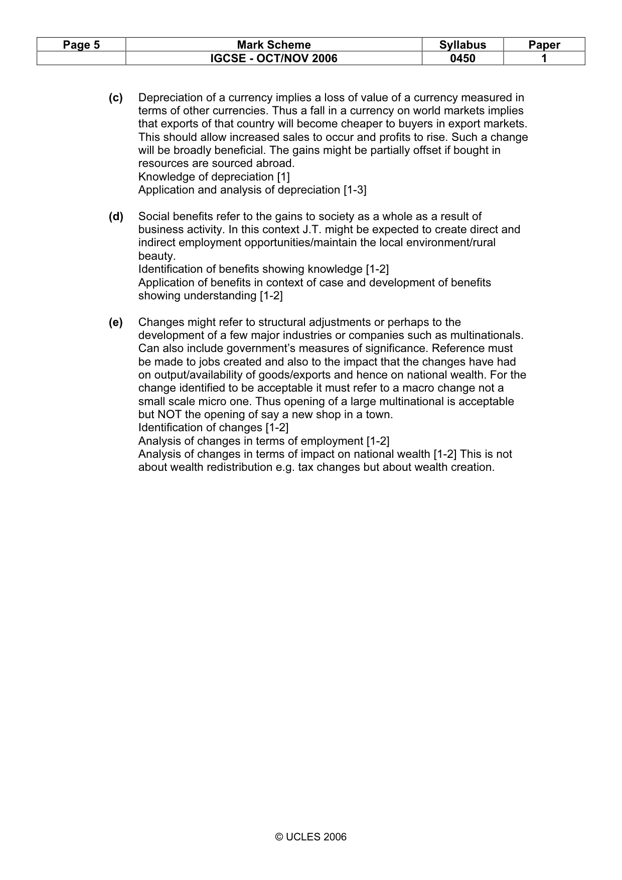 Mark scheme, page 5 of 5