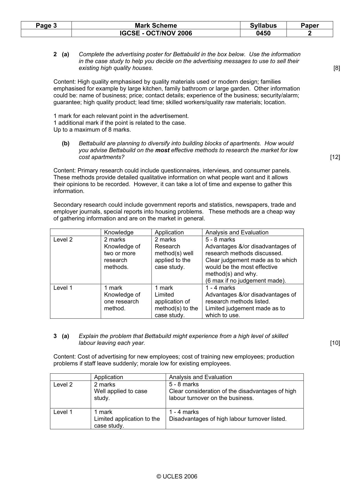 Mark scheme, page 3 of 5