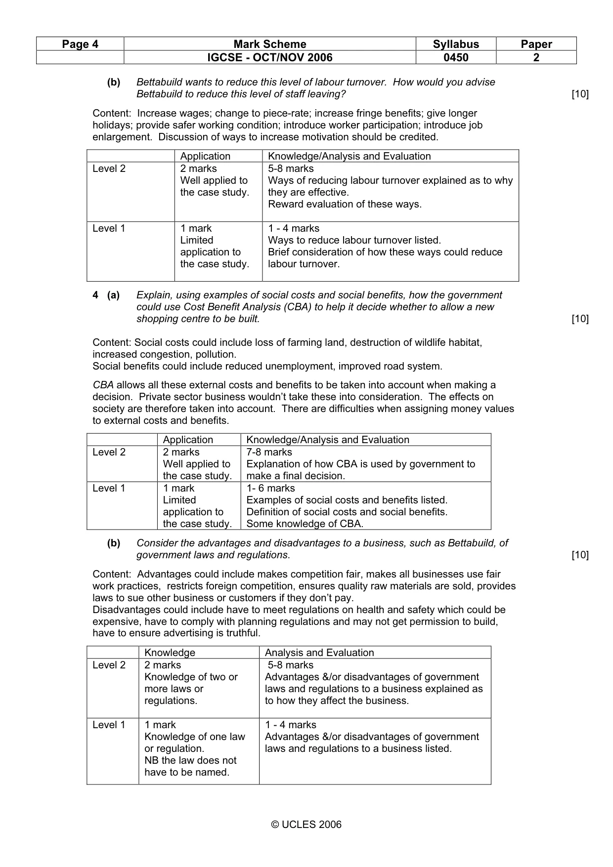Mark scheme, page 4 of 5