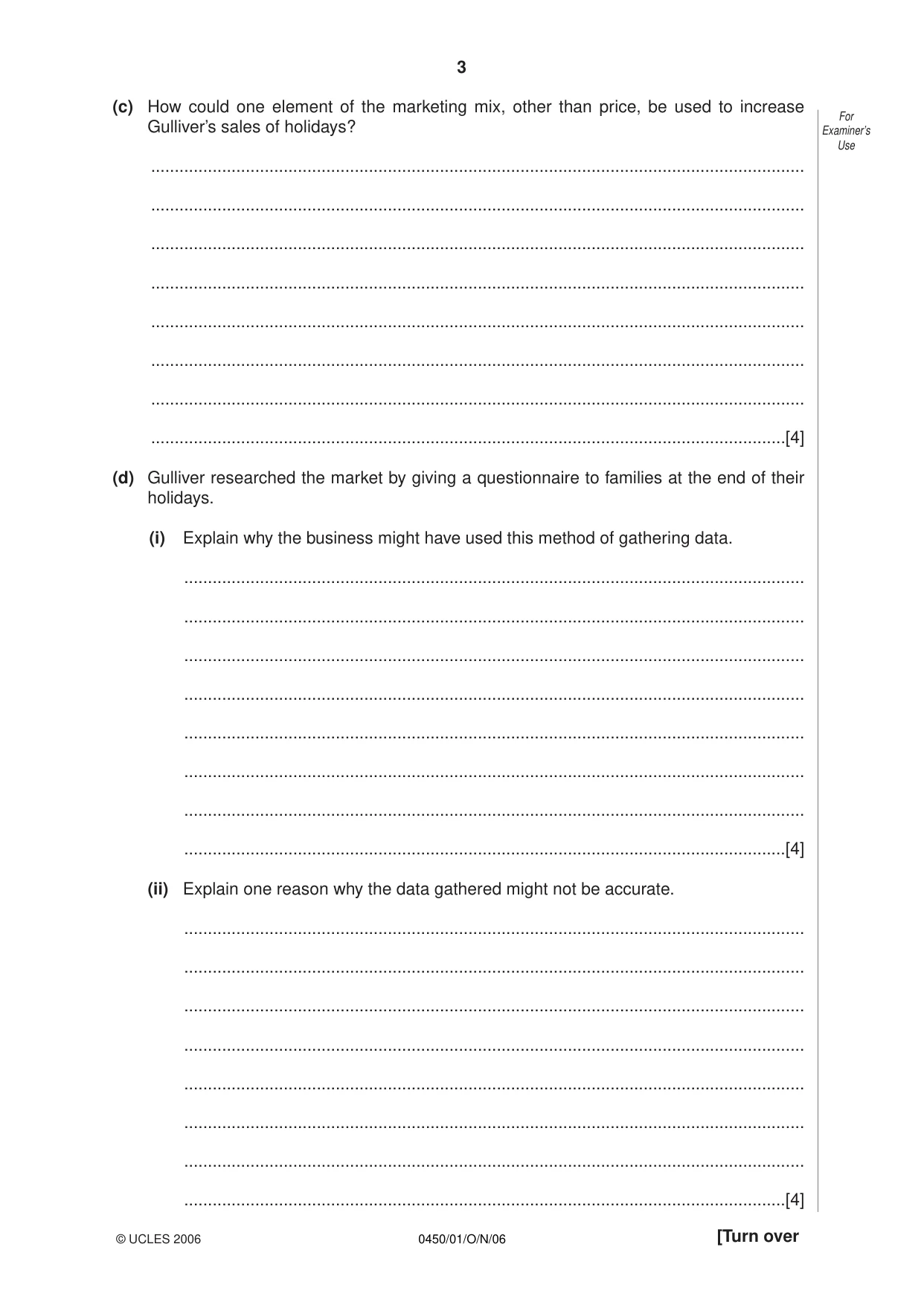 Cambridge IGCSE Business Studies 0450 2006 Oct/Nov Paper 1 · Variant 1 question paper, page 3 of 12