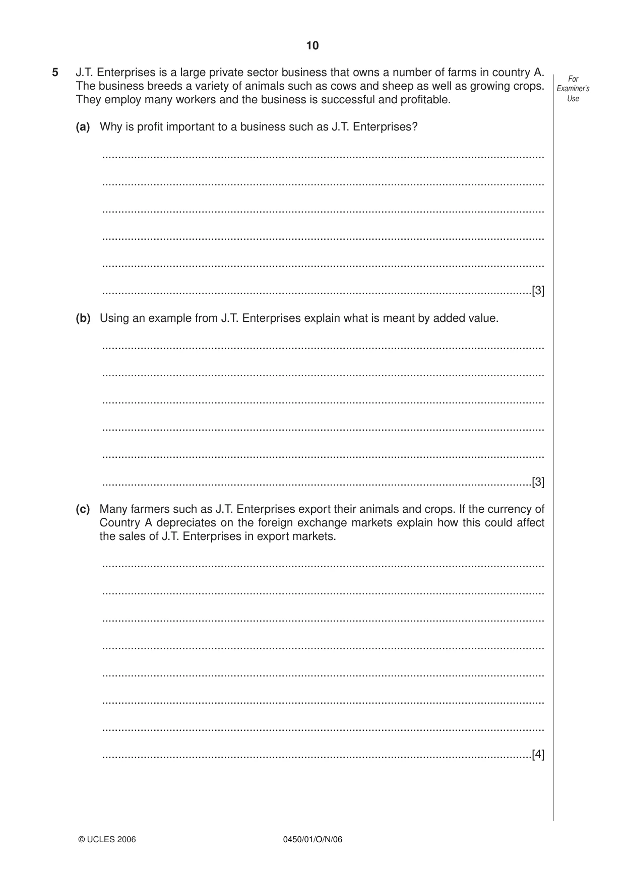 Cambridge IGCSE Business Studies 0450 2006 Oct/Nov Paper 1 · Variant 1 question paper, page 10 of 12