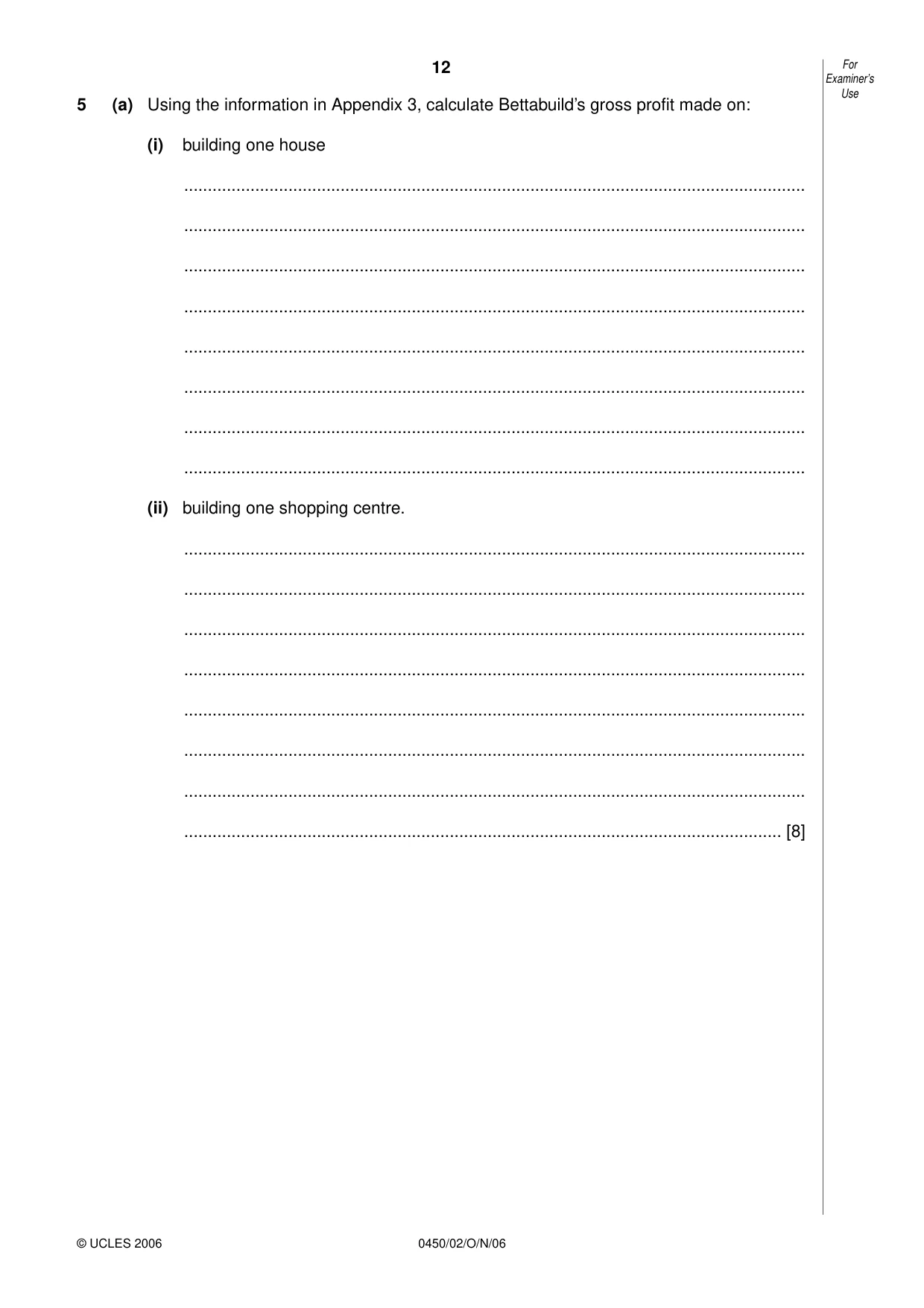 Cambridge IGCSE Business Studies 0450 2006 Oct/Nov Paper 2 · Variant 1 question paper, page 12 of 16
