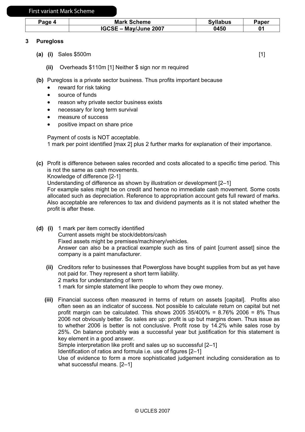 Mark scheme, page 5 of 12
