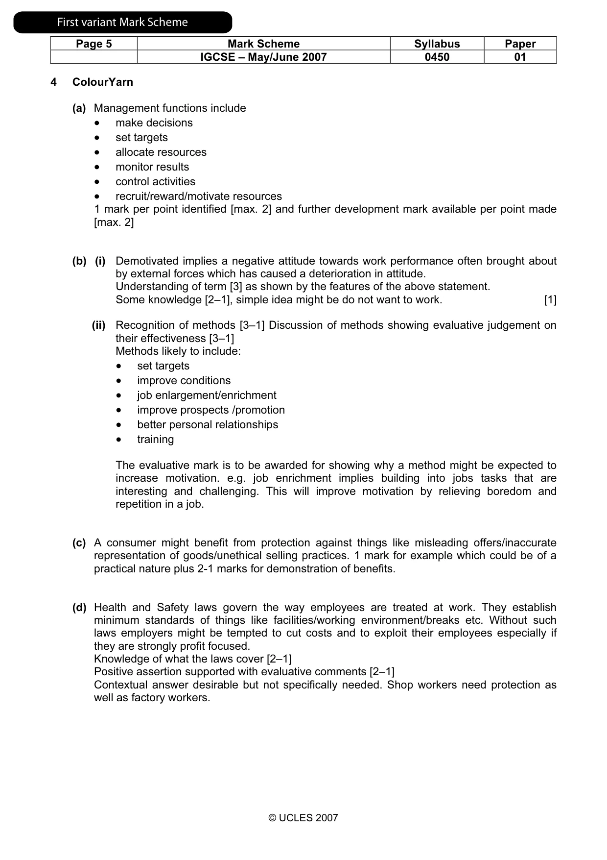 Mark scheme, page 6 of 12
