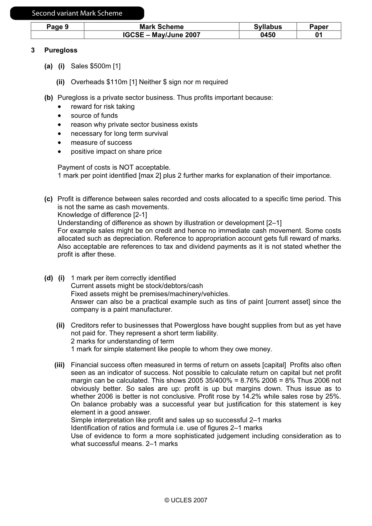 Mark scheme, page 10 of 12