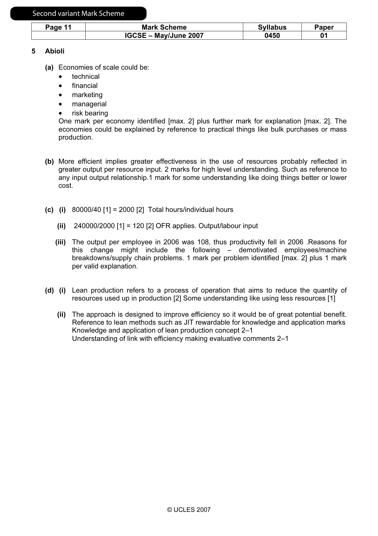 Mark scheme, page 12 of 12