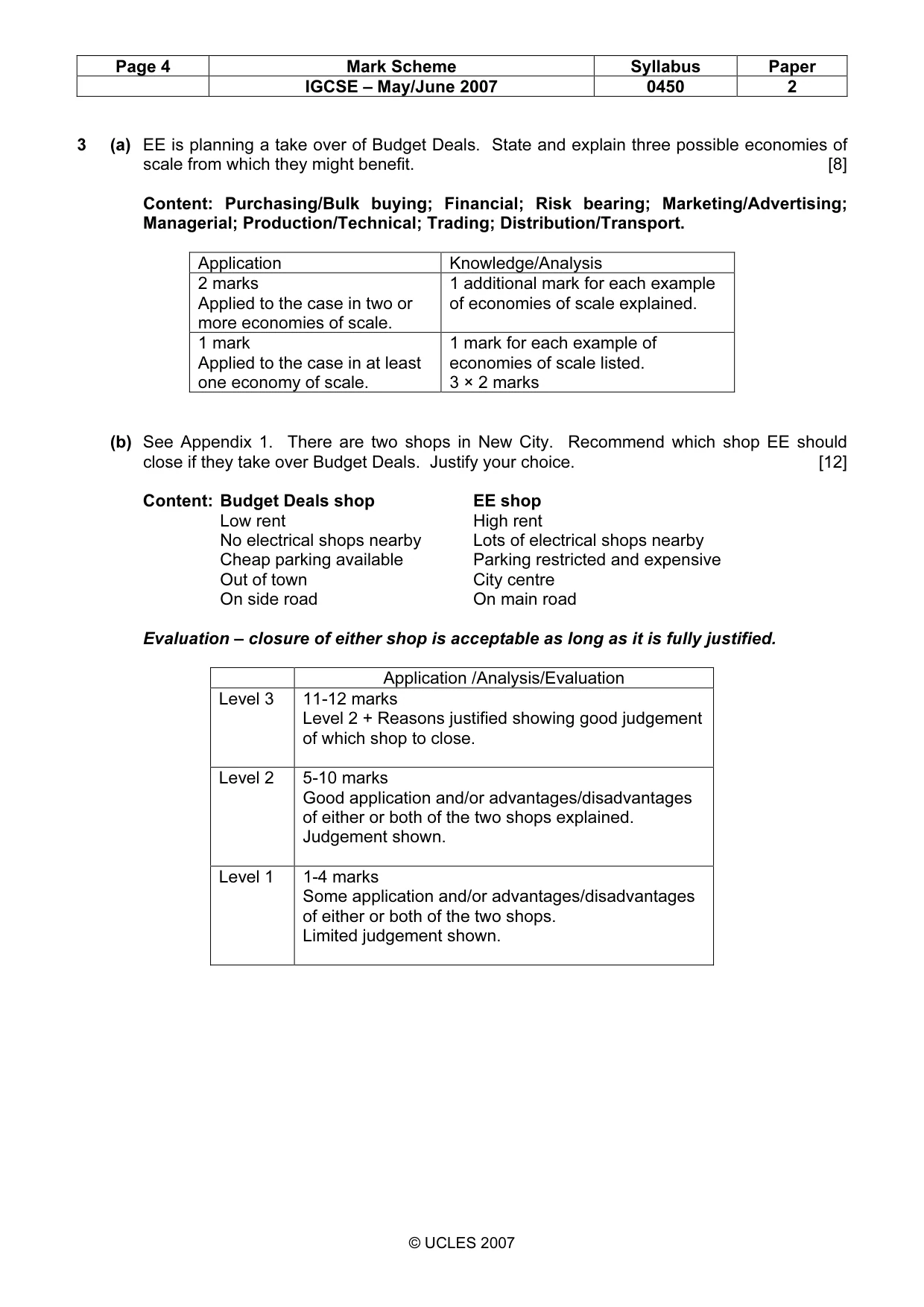 Mark scheme, page 4 of 6