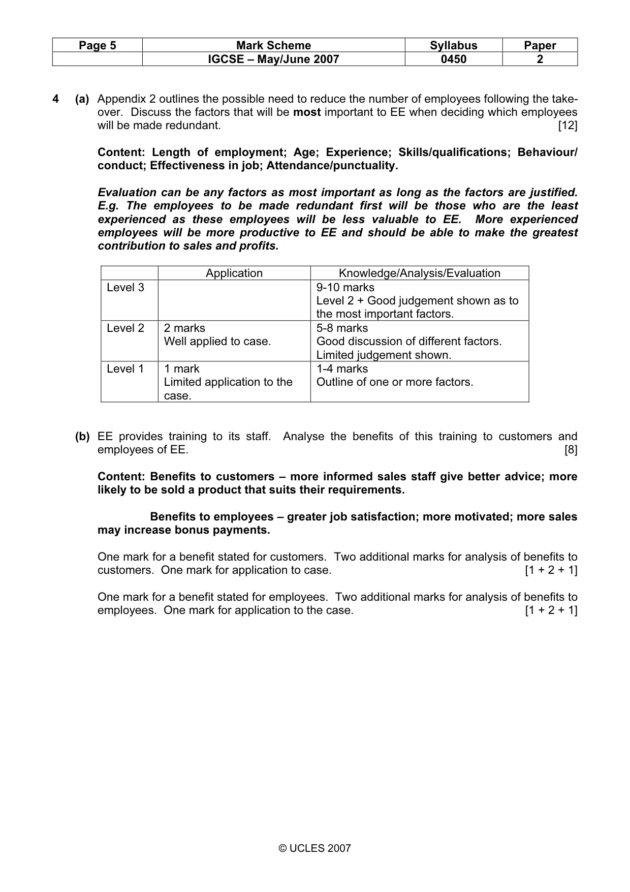 Mark scheme, page 5 of 6