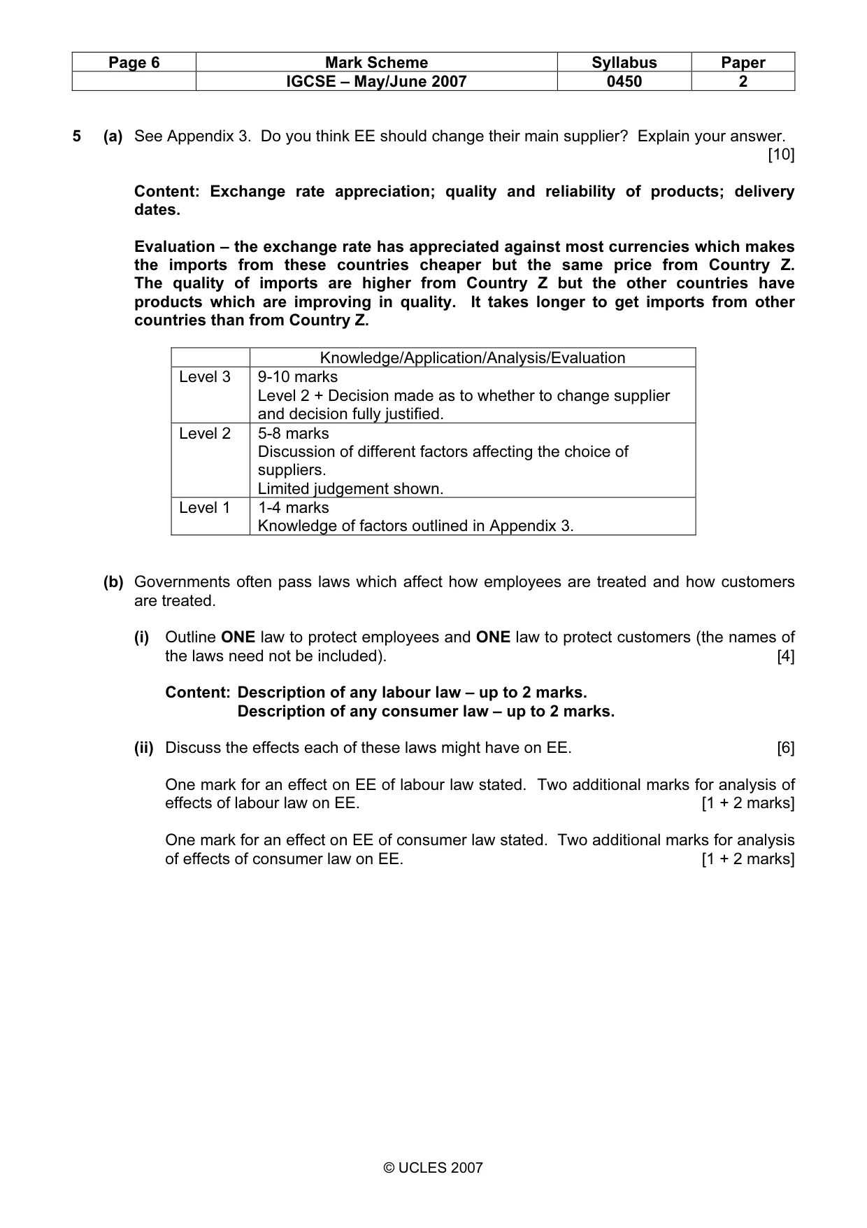 Mark scheme, page 6 of 6