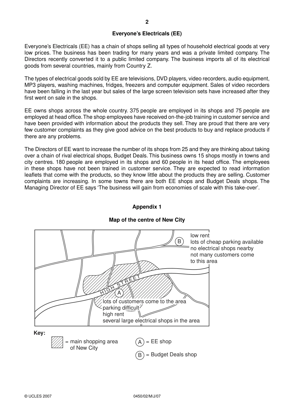 Cambridge IGCSE Business Studies 0450 2007 May/June Paper 2 · Variant 1 question paper, page 2 of 16
