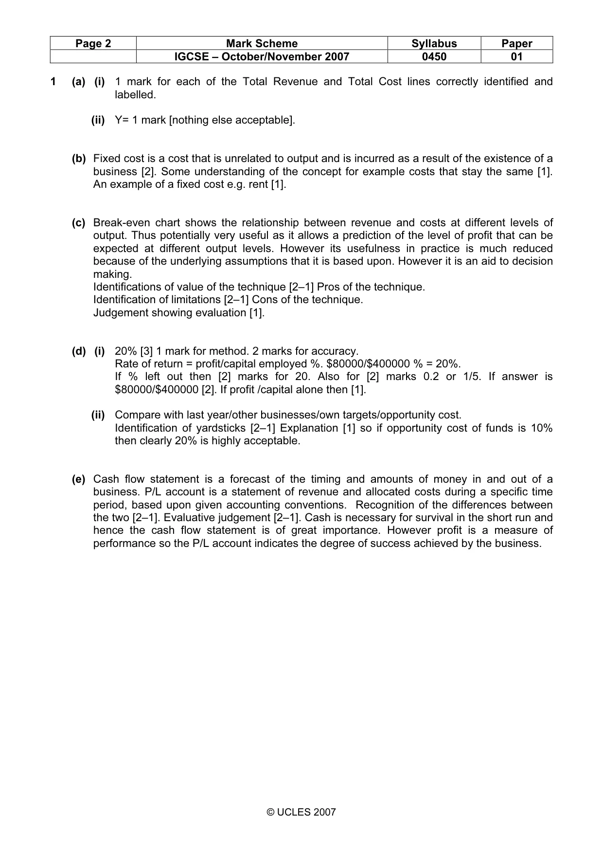 Mark scheme, page 2 of 6