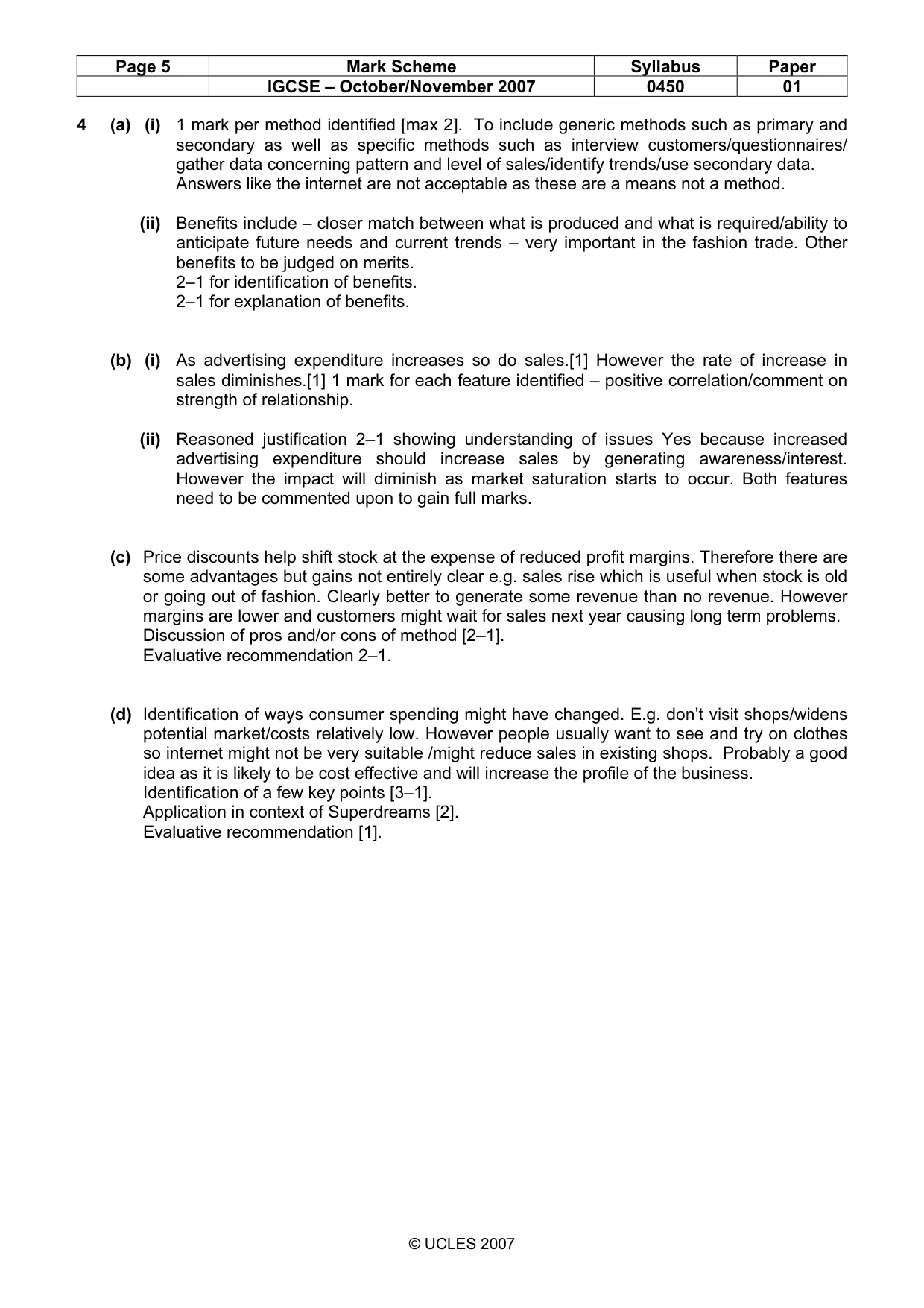 Mark scheme, page 5 of 6
