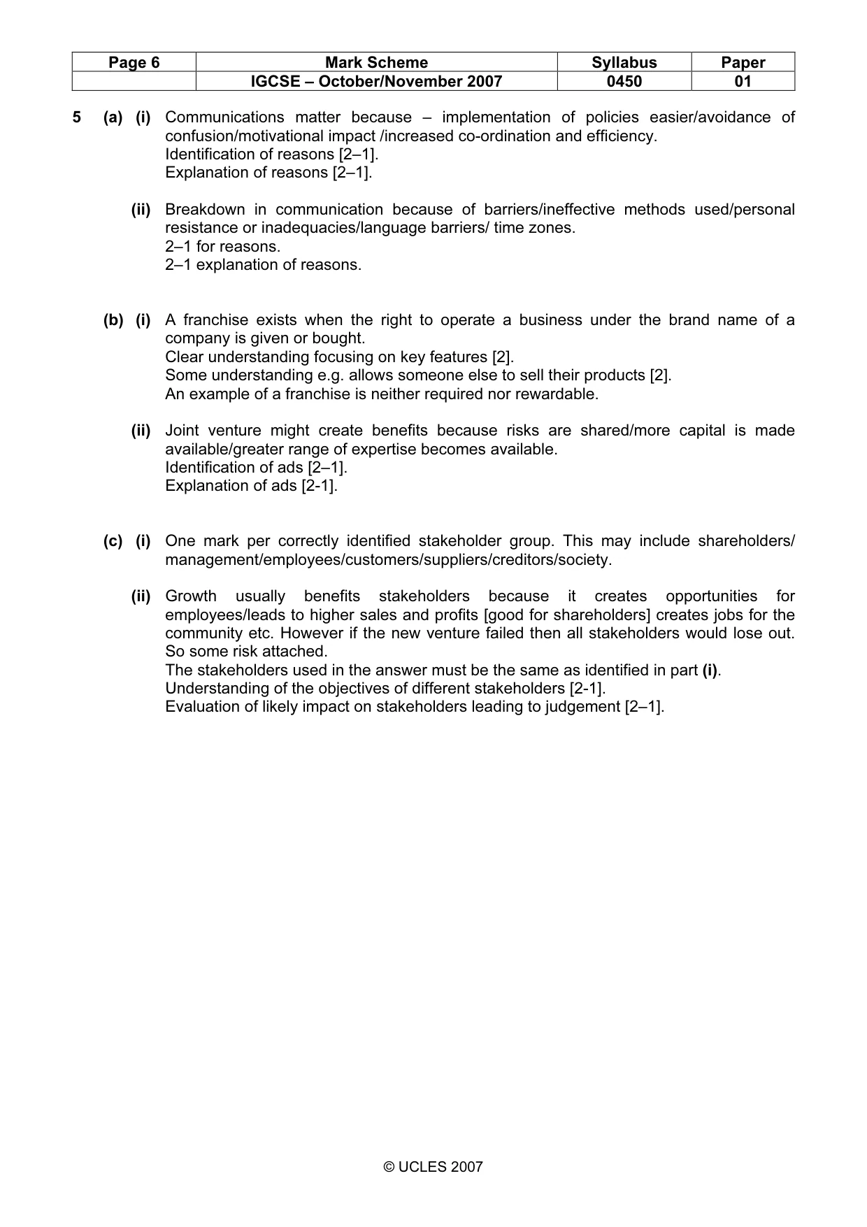 Mark scheme, page 6 of 6