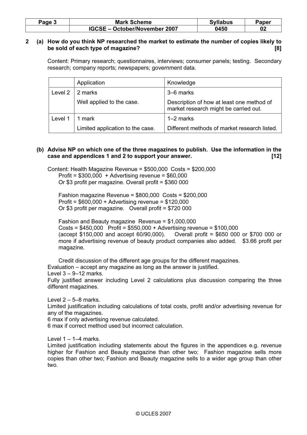 Mark scheme, page 3 of 6