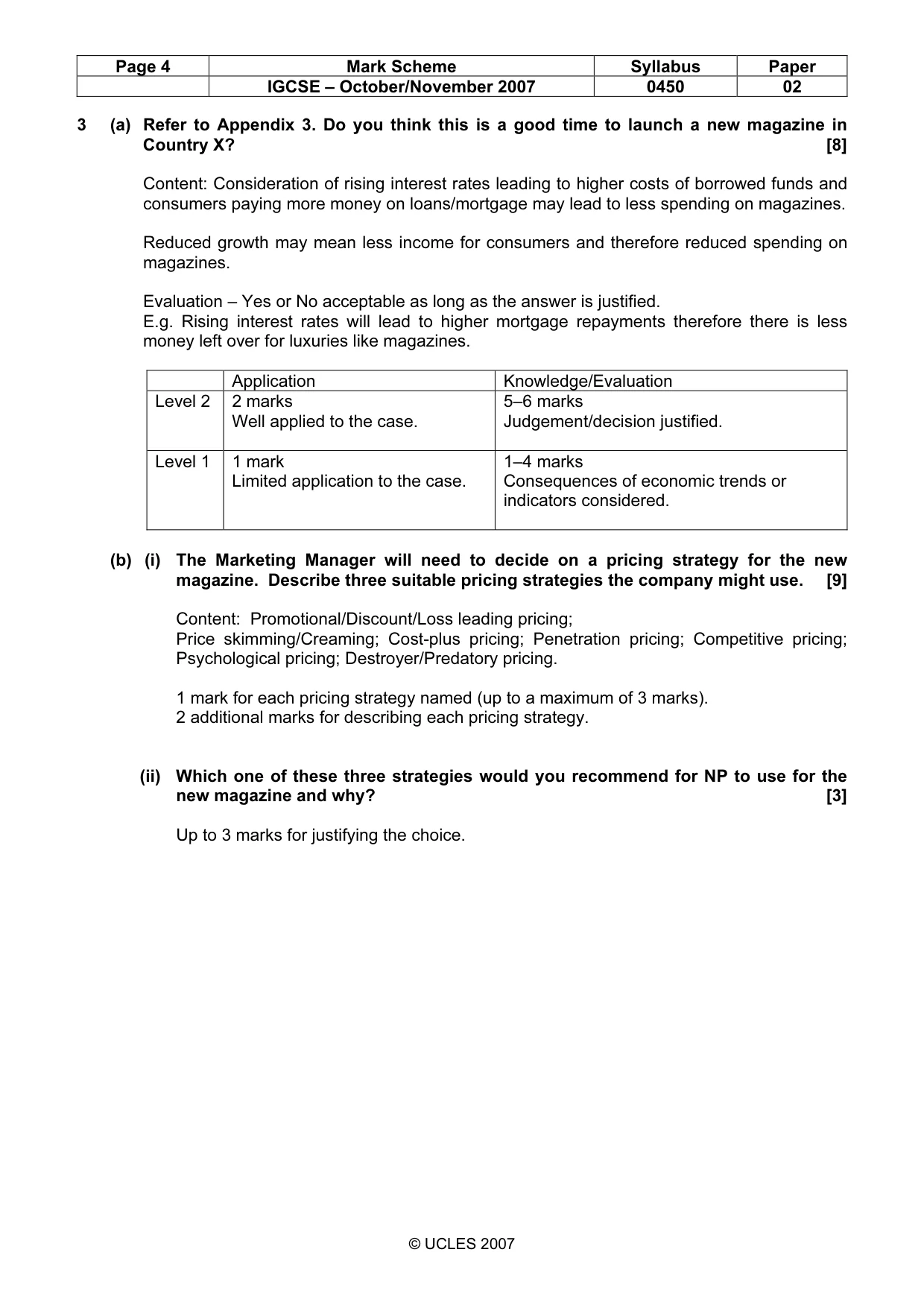Mark scheme, page 4 of 6