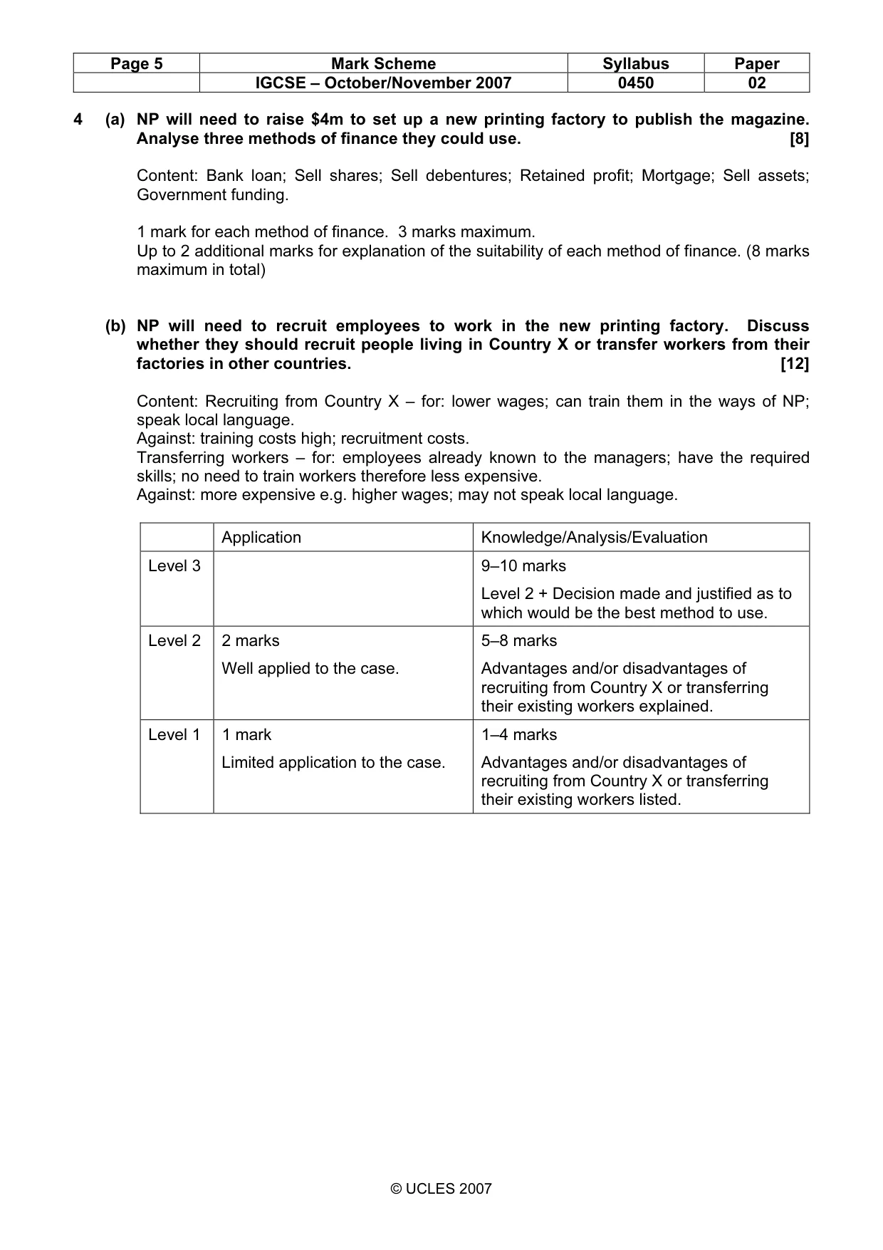Mark scheme, page 5 of 6