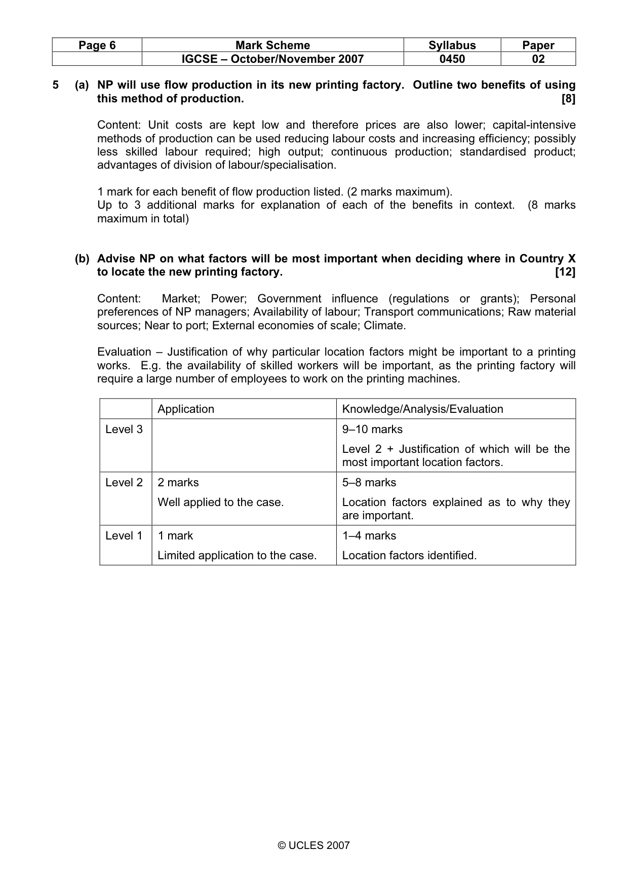 Mark scheme, page 6 of 6
