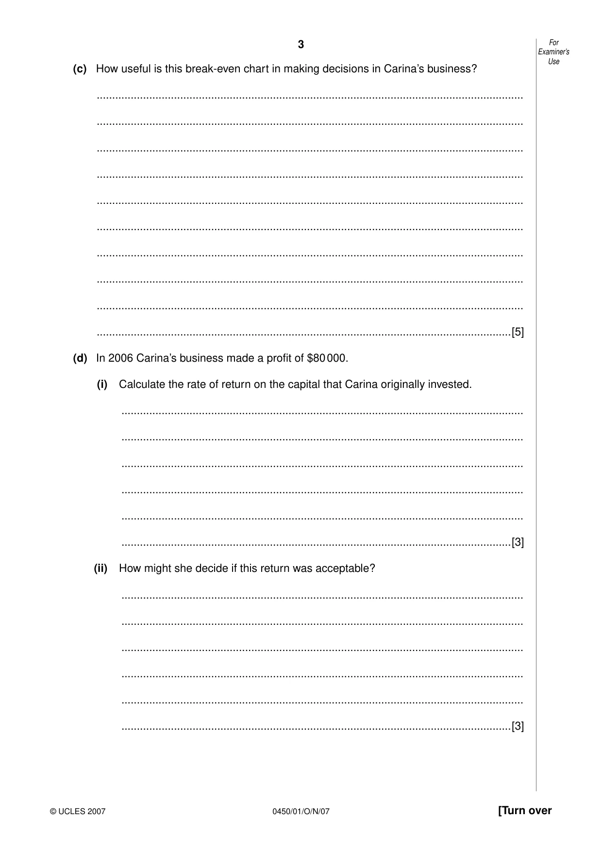 Cambridge IGCSE Business Studies 0450 2007 Oct/Nov Paper 1 · Variant 1 question paper, page 3 of 16