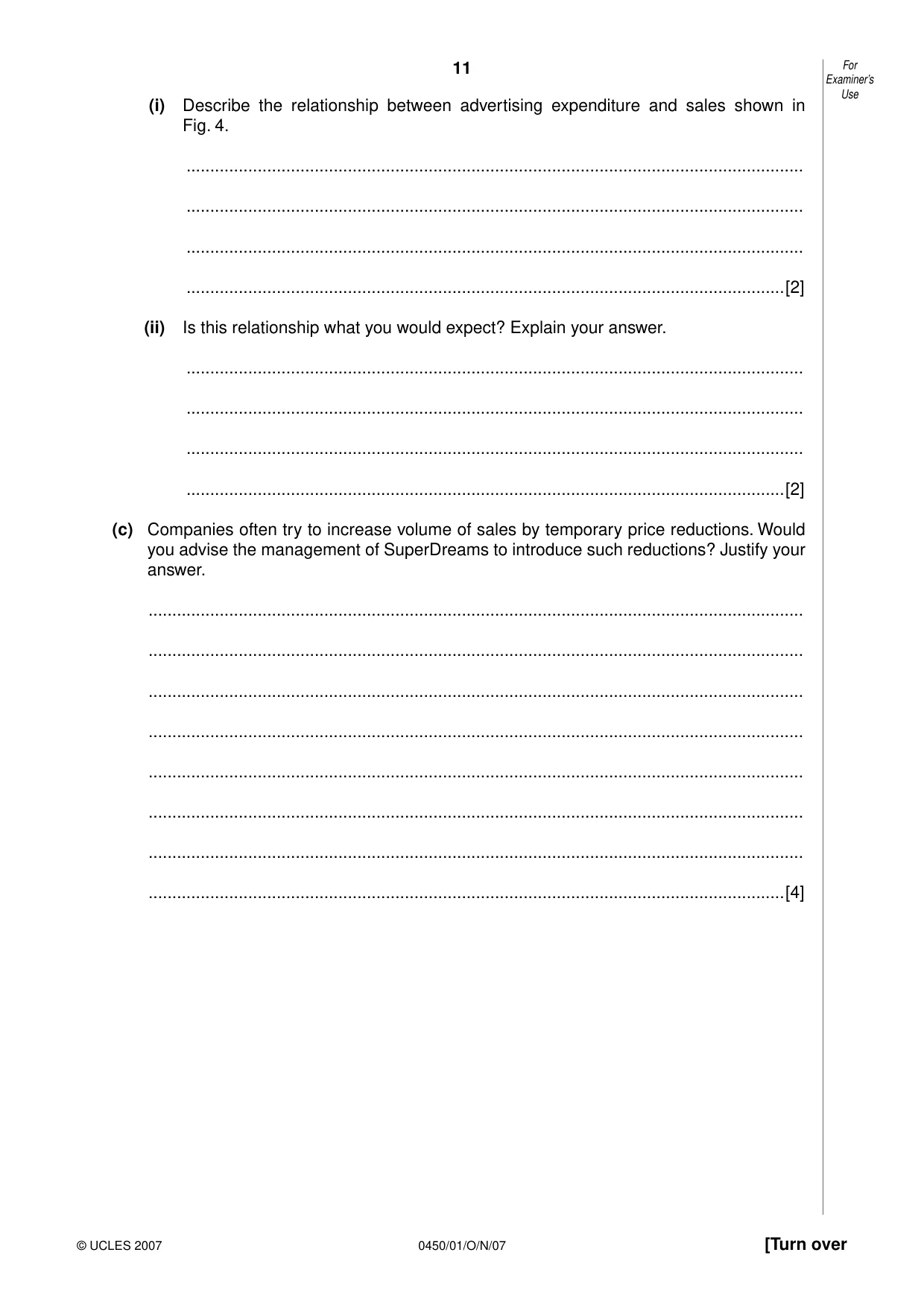 Cambridge IGCSE Business Studies 0450 2007 Oct/Nov Paper 1 · Variant 1 question paper, page 11 of 16