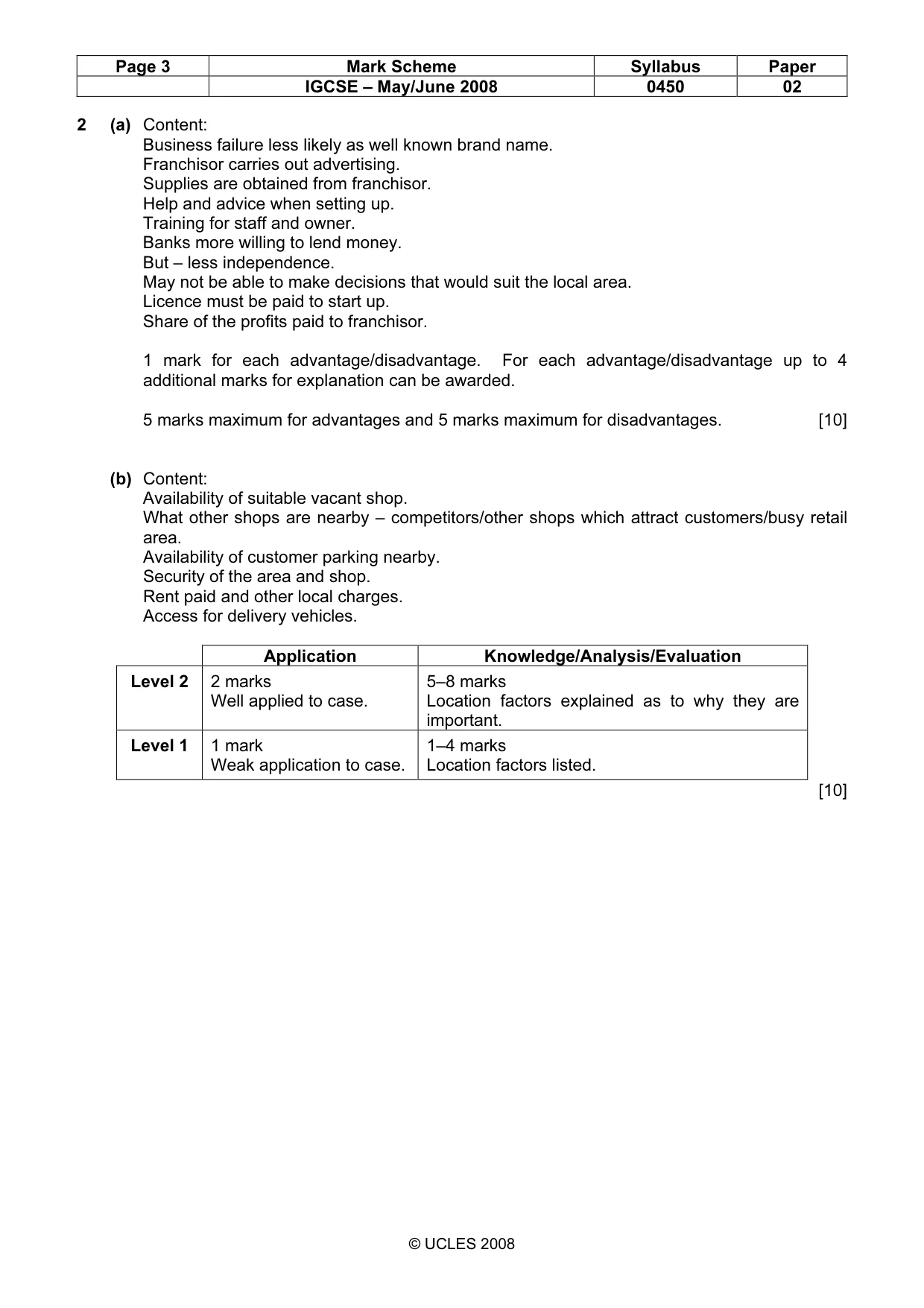 Mark scheme, page 3 of 6