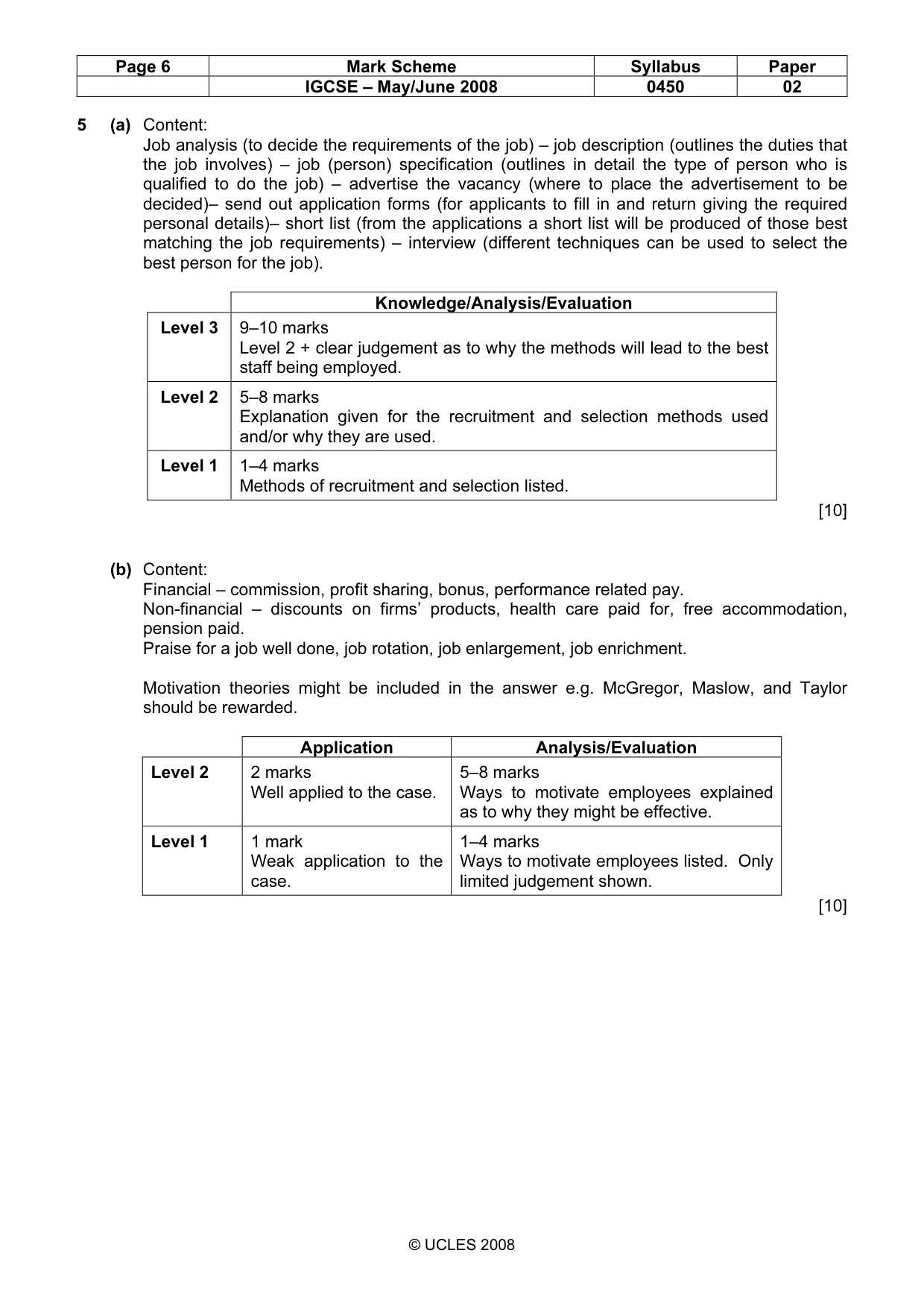 Mark scheme, page 6 of 6