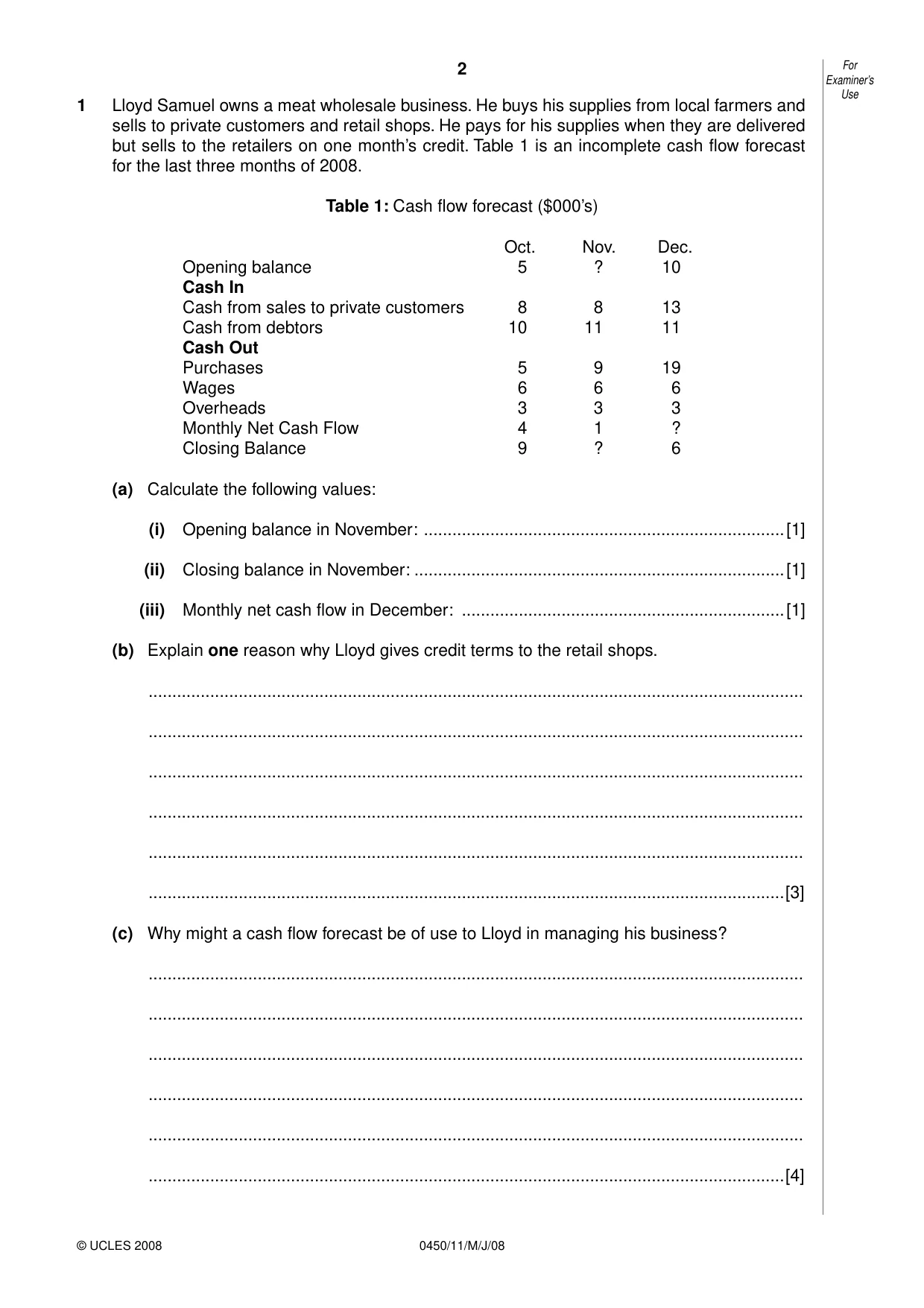 Cambridge IGCSE Business Studies 0450 2008 May/June Paper 1 · Variant 1 question paper, page 3 of 25