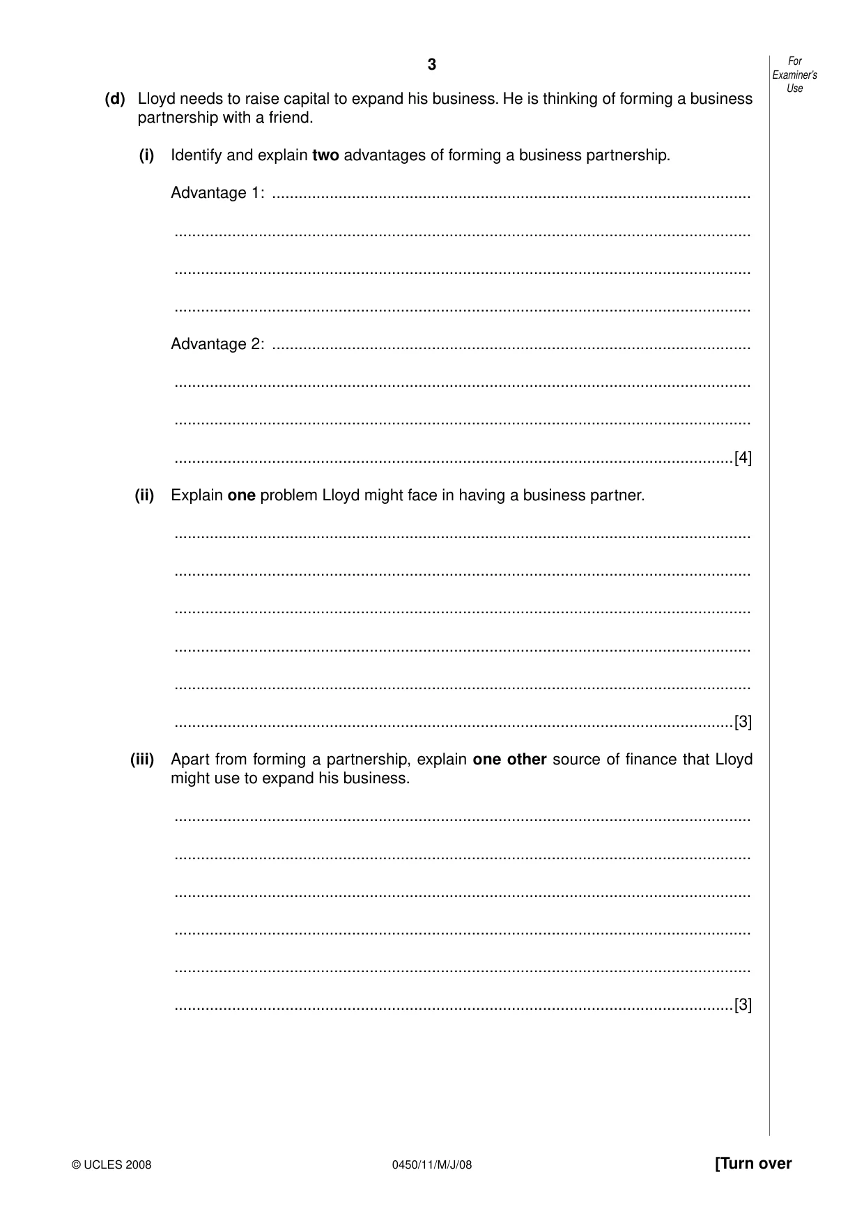 Cambridge IGCSE Business Studies 0450 2008 May/June Paper 1 · Variant 1 question paper, page 4 of 25