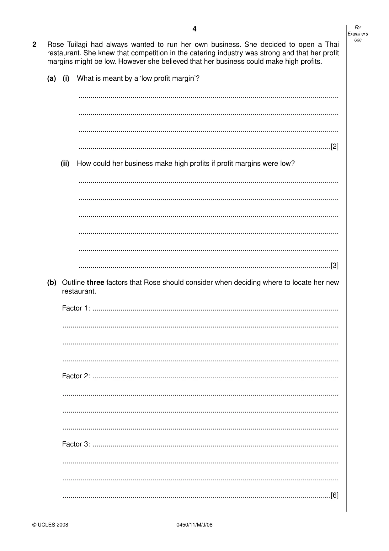 Cambridge IGCSE Business Studies 0450 2008 May/June Paper 1 · Variant 1 question paper, page 5 of 25