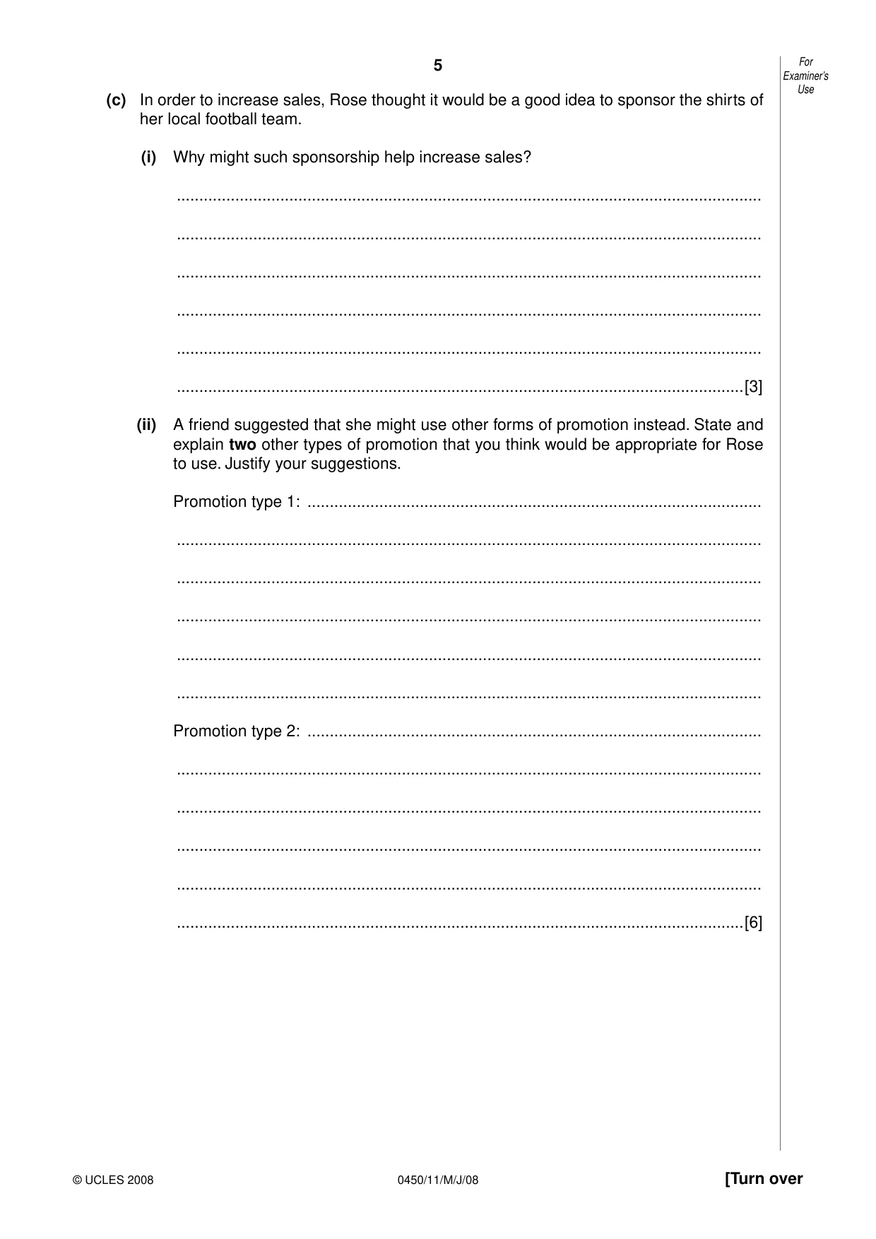 Cambridge IGCSE Business Studies 0450 2008 May/June Paper 1 · Variant 1 question paper, page 6 of 25