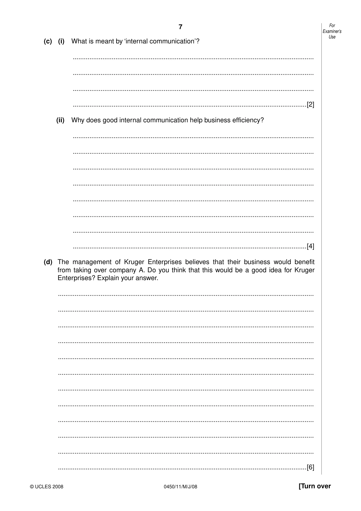 Cambridge IGCSE Business Studies 0450 2008 May/June Paper 1 · Variant 1 question paper, page 8 of 25
