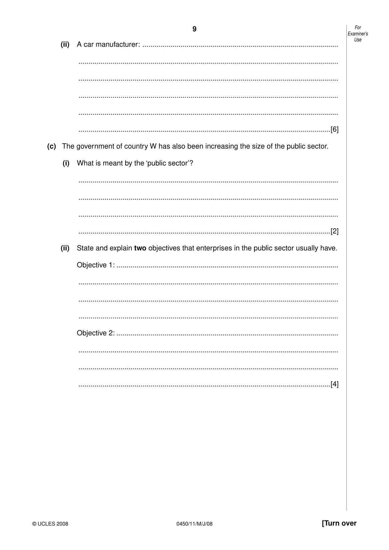 Cambridge IGCSE Business Studies 0450 2008 May/June Paper 1 · Variant 1 question paper, page 10 of 25