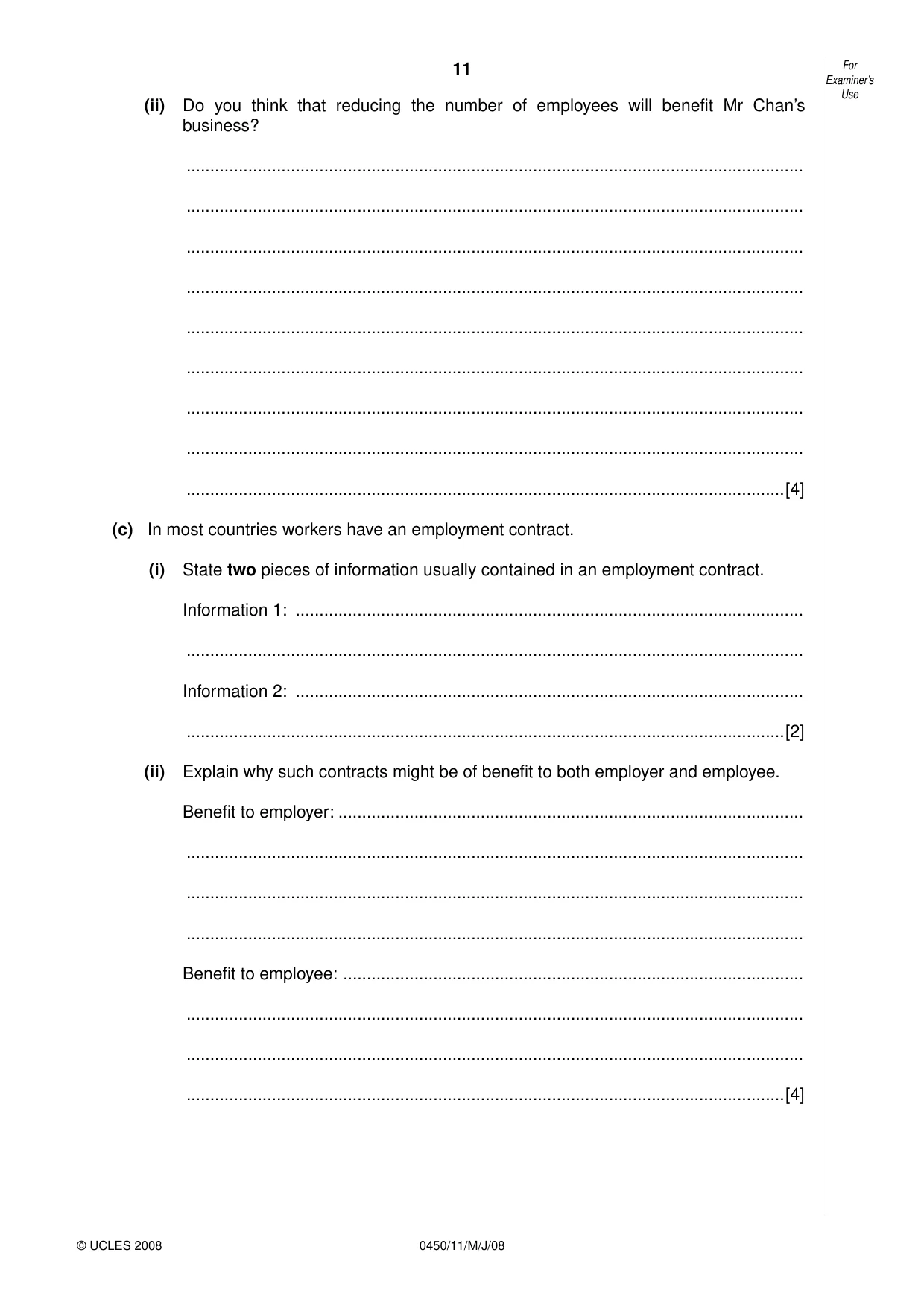 Cambridge IGCSE Business Studies 0450 2008 May/June Paper 1 · Variant 1 question paper, page 12 of 25