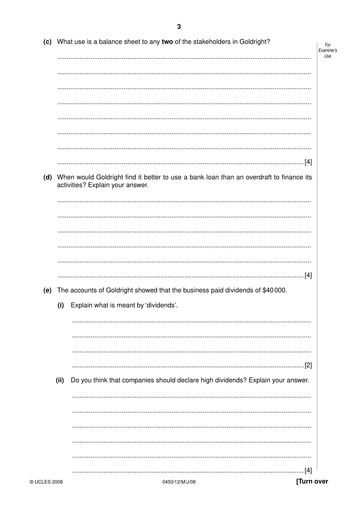 Cambridge IGCSE Business Studies 0450 2008 May/June Paper 1 · Variant 1 question paper, page 16 of 25