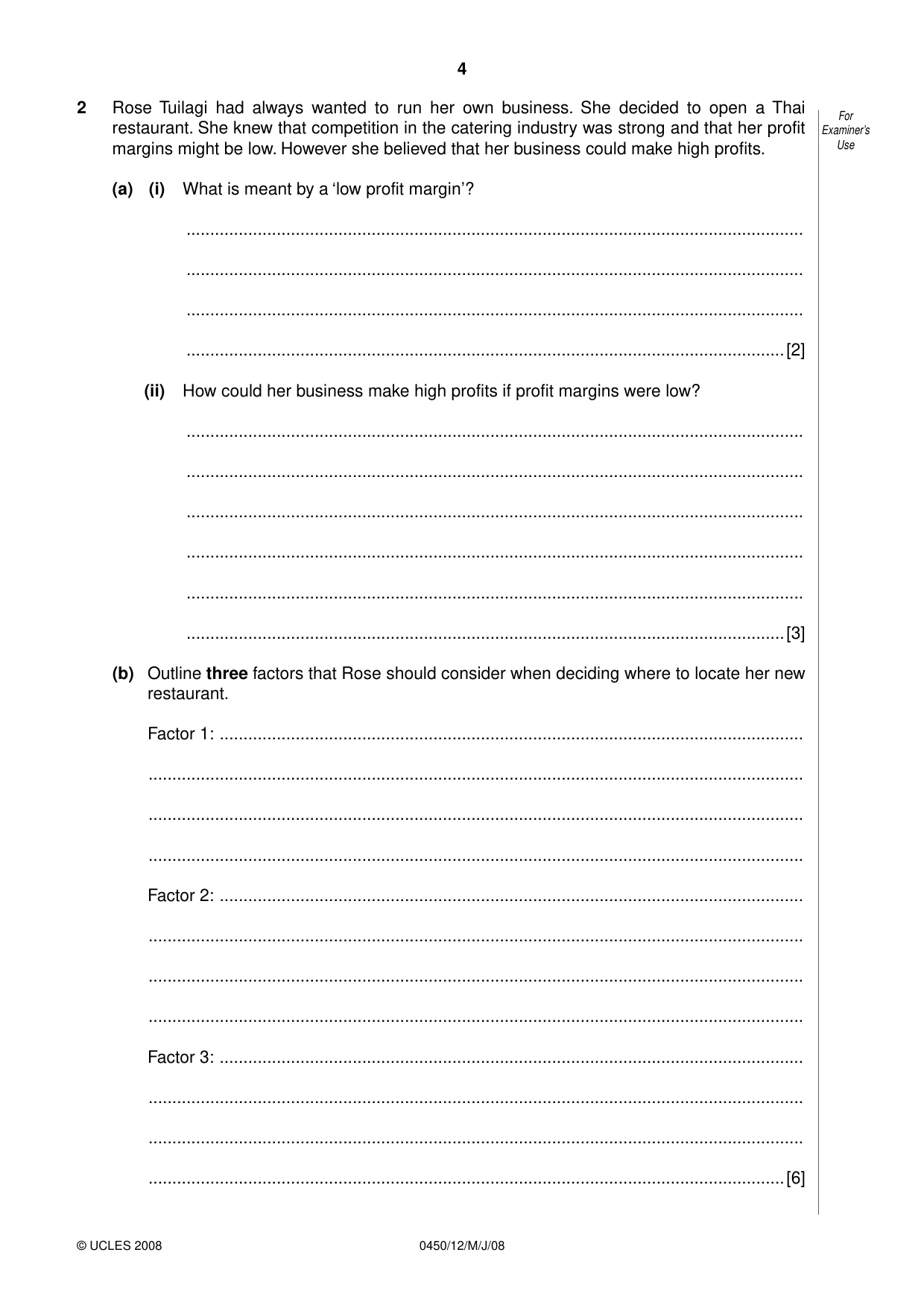 Cambridge IGCSE Business Studies 0450 2008 May/June Paper 1 · Variant 1 question paper, page 17 of 25