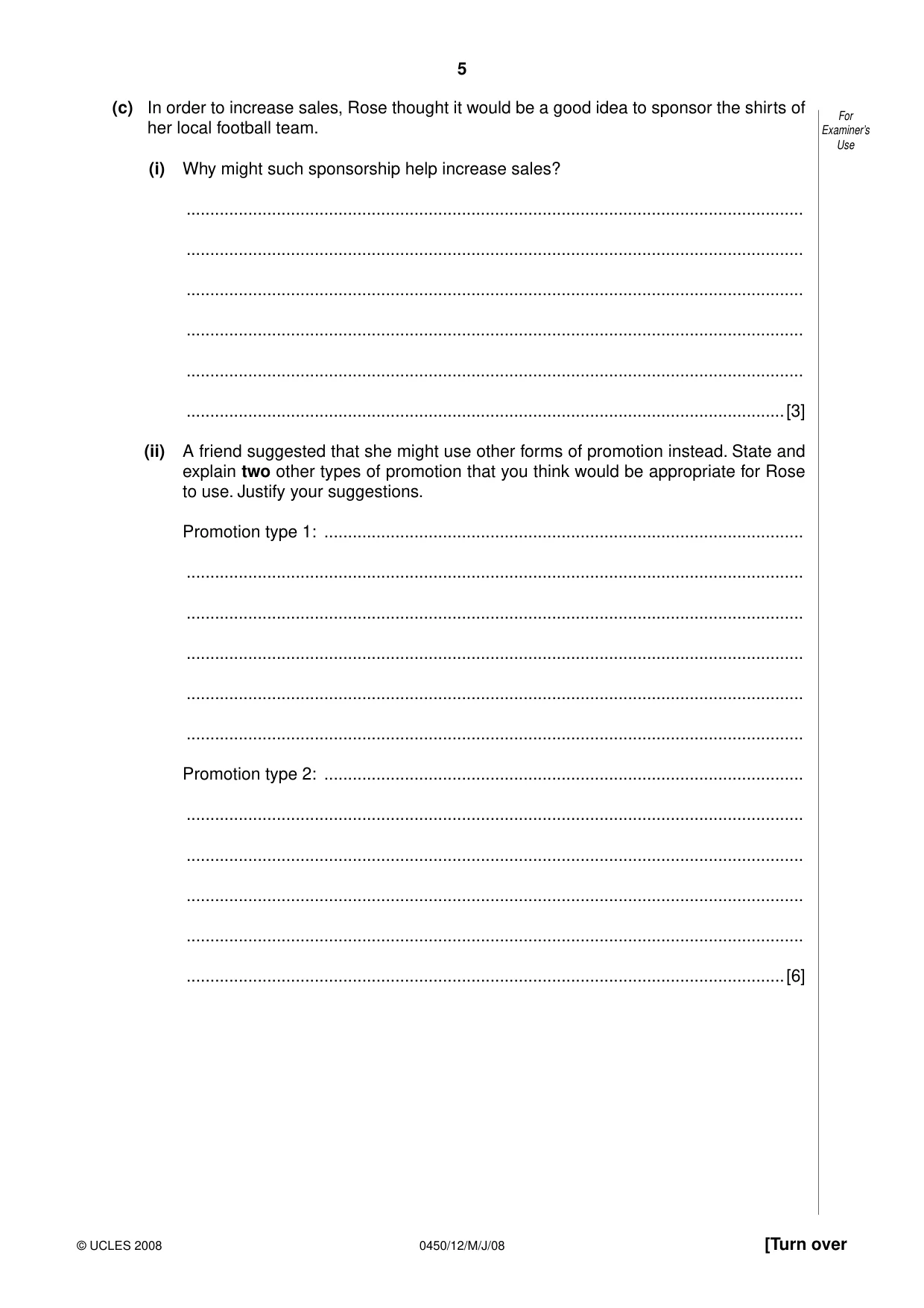 Cambridge IGCSE Business Studies 0450 2008 May/June Paper 1 · Variant 1 question paper, page 18 of 25
