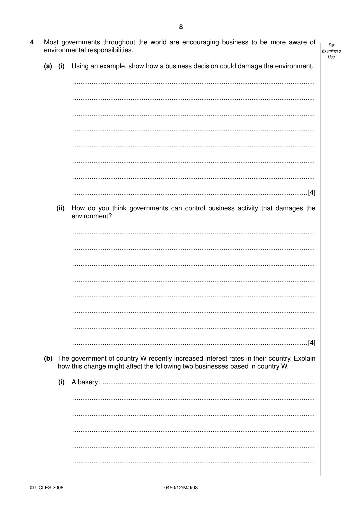 Cambridge IGCSE Business Studies 0450 2008 May/June Paper 1 · Variant 1 question paper, page 21 of 25