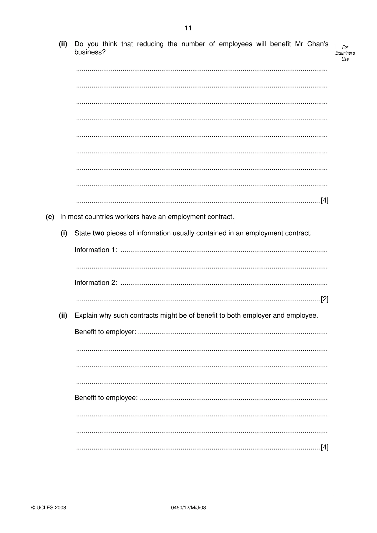Cambridge IGCSE Business Studies 0450 2008 May/June Paper 1 · Variant 1 question paper, page 24 of 25