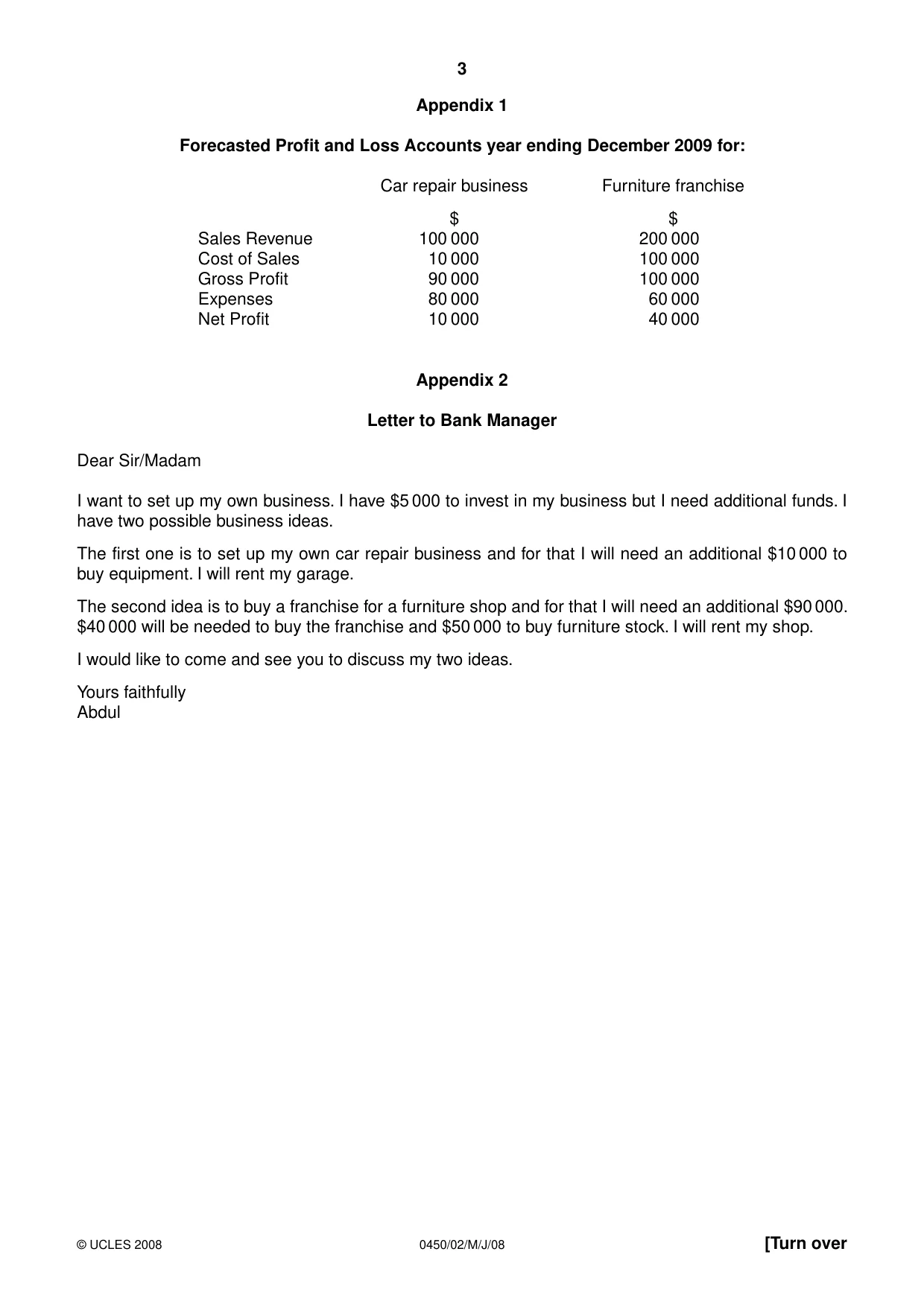 Cambridge IGCSE Business Studies 0450 2008 May/June Paper 2 · Variant 1 question paper, page 3 of 16