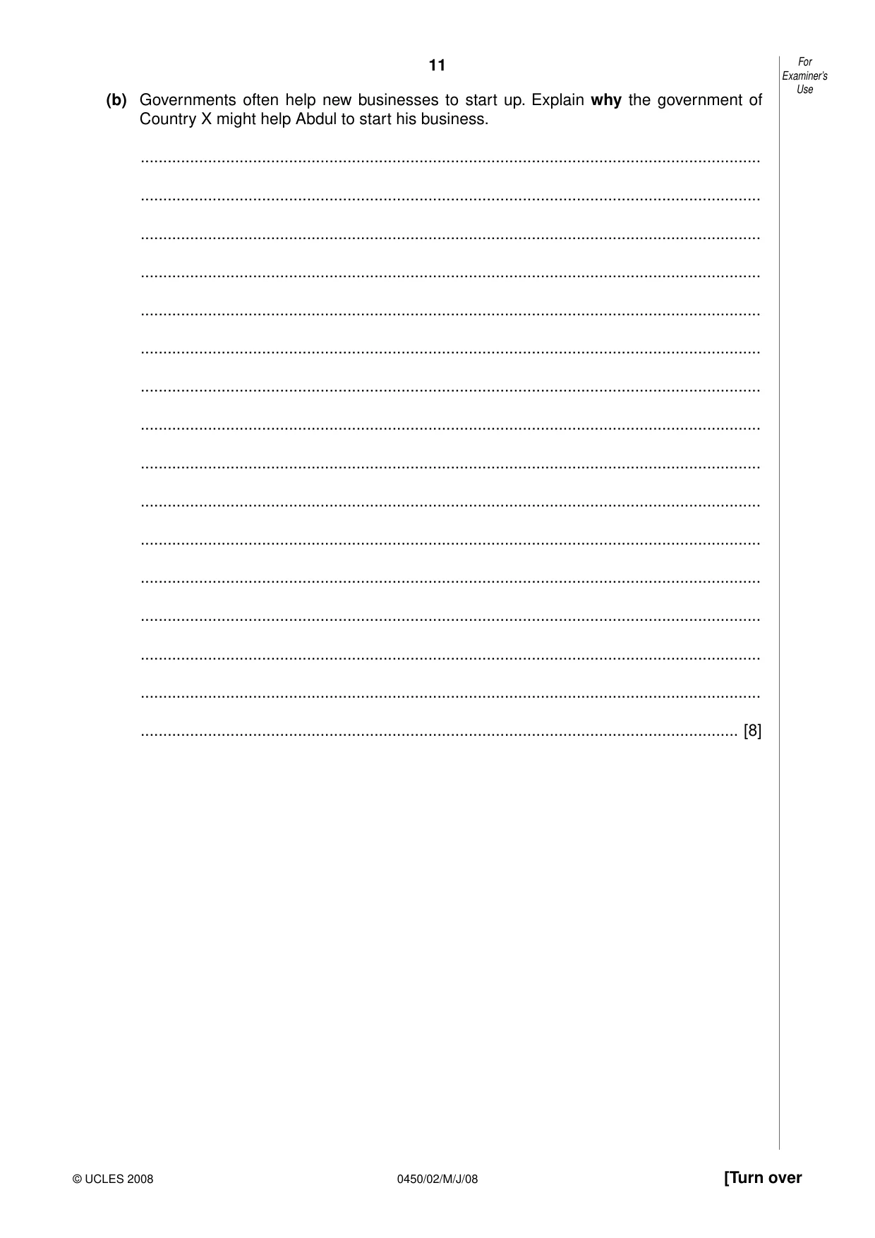 Cambridge IGCSE Business Studies 0450 2008 May/June Paper 2 · Variant 1 question paper, page 11 of 16
