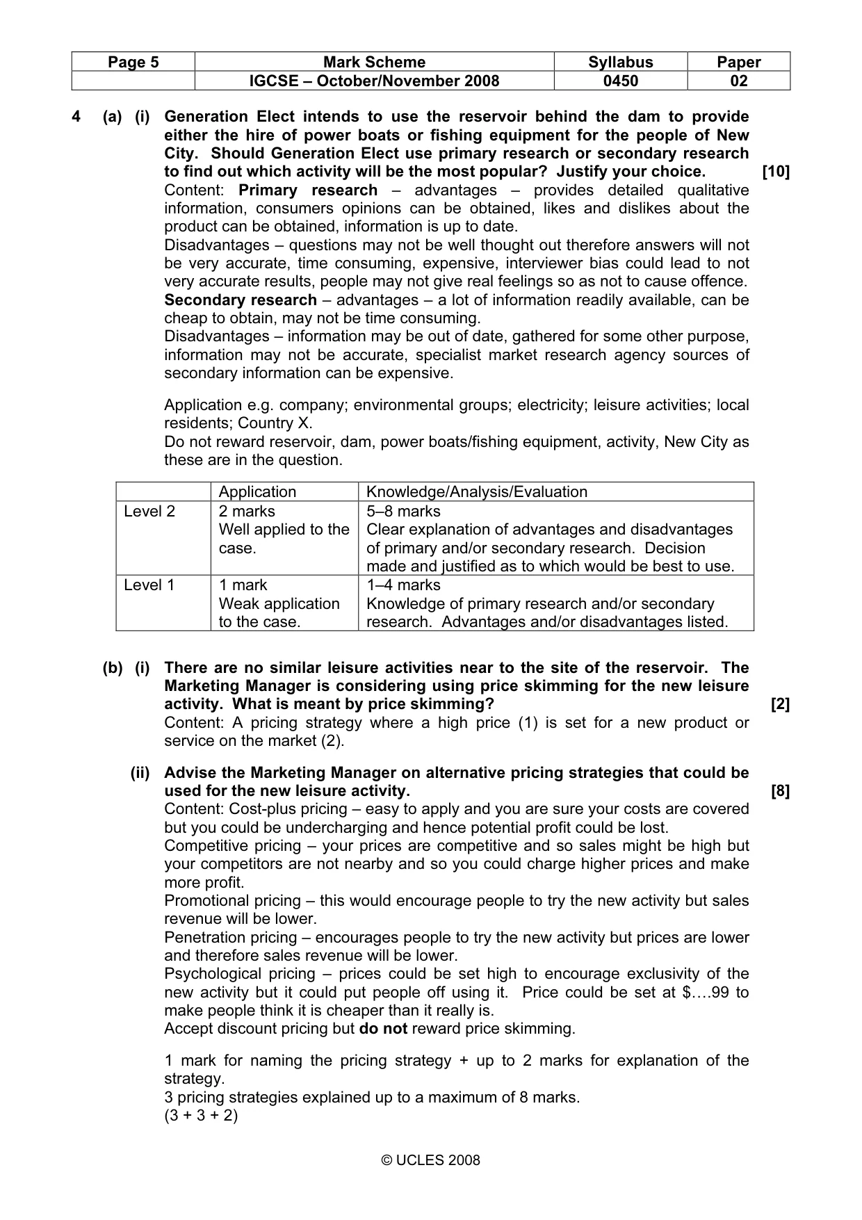 Mark scheme, page 5 of 7