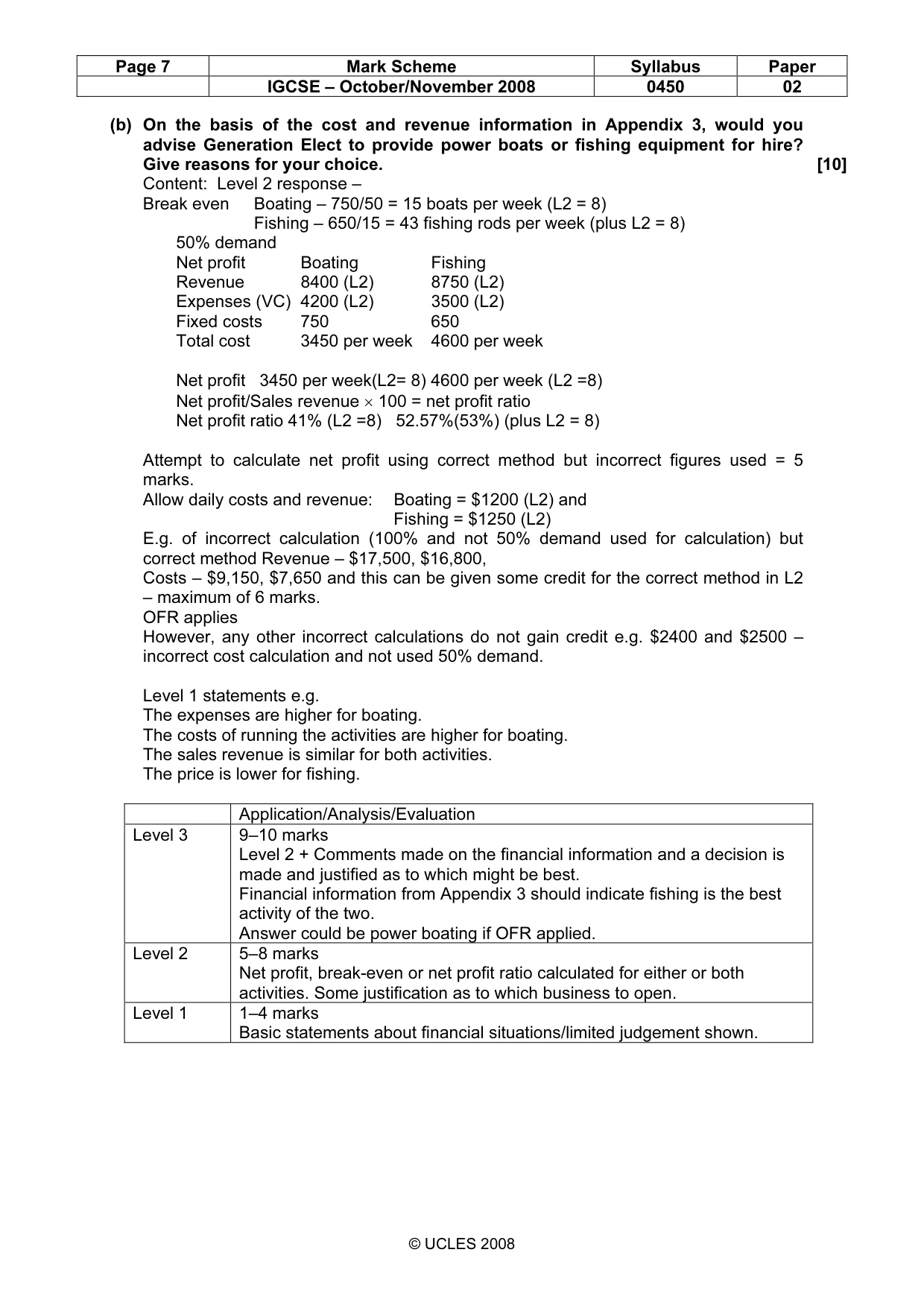 Mark scheme, page 7 of 7