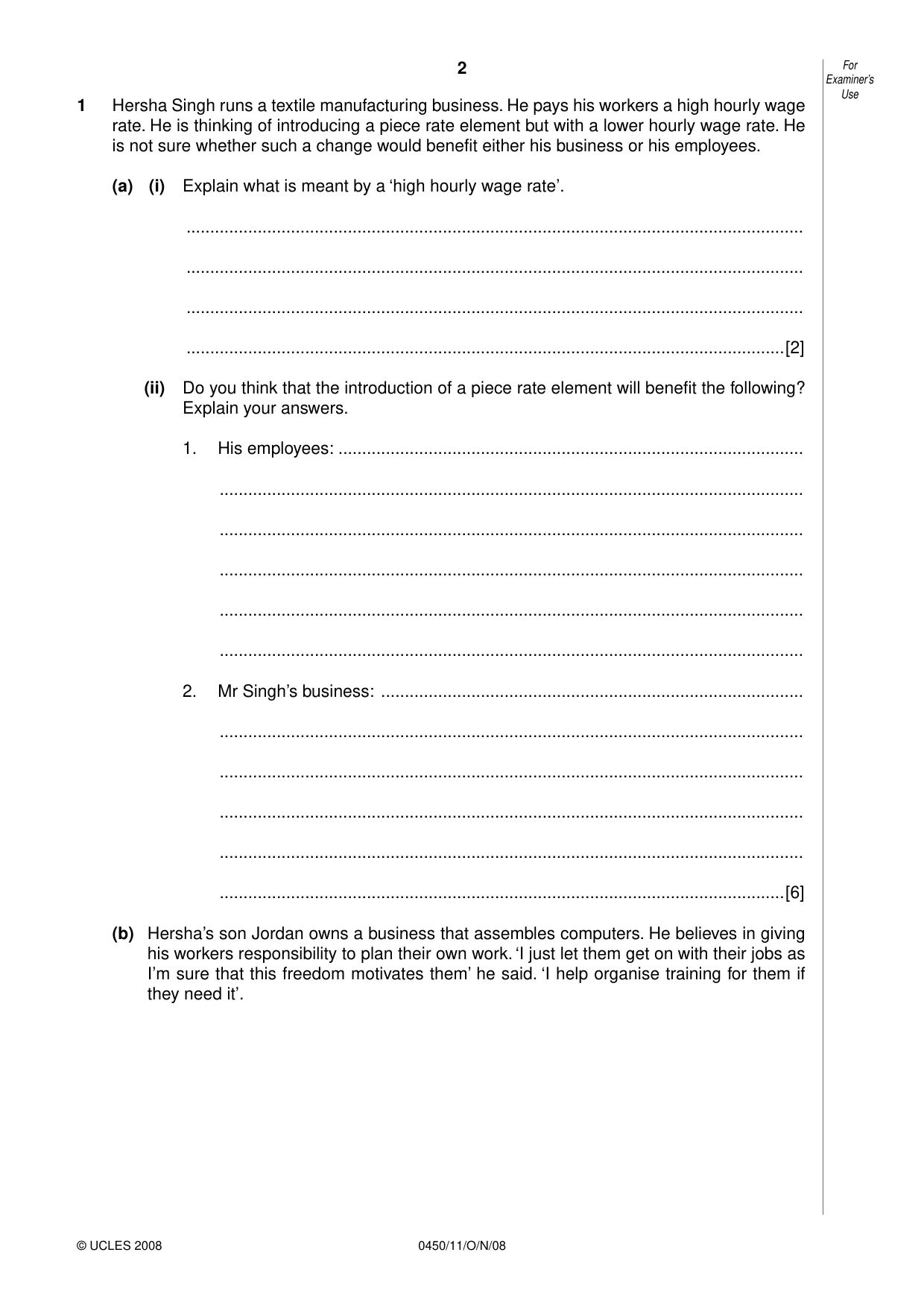 Cambridge IGCSE Business Studies 0450 2008 Oct/Nov Paper 1 · Variant 0 question paper, page 3 of 25
