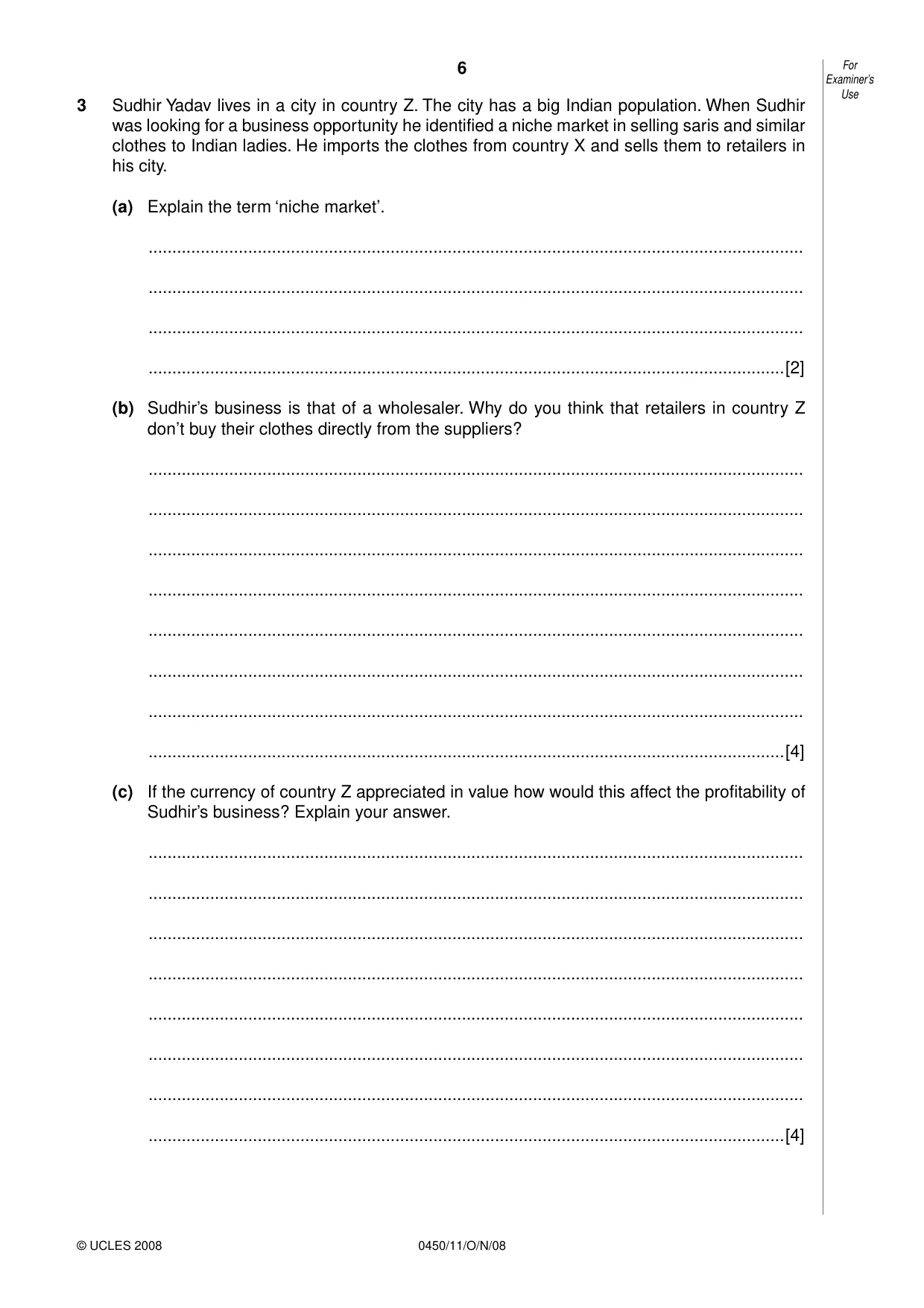 Cambridge IGCSE Business Studies 0450 2008 Oct/Nov Paper 1 · Variant 0 question paper, page 7 of 25