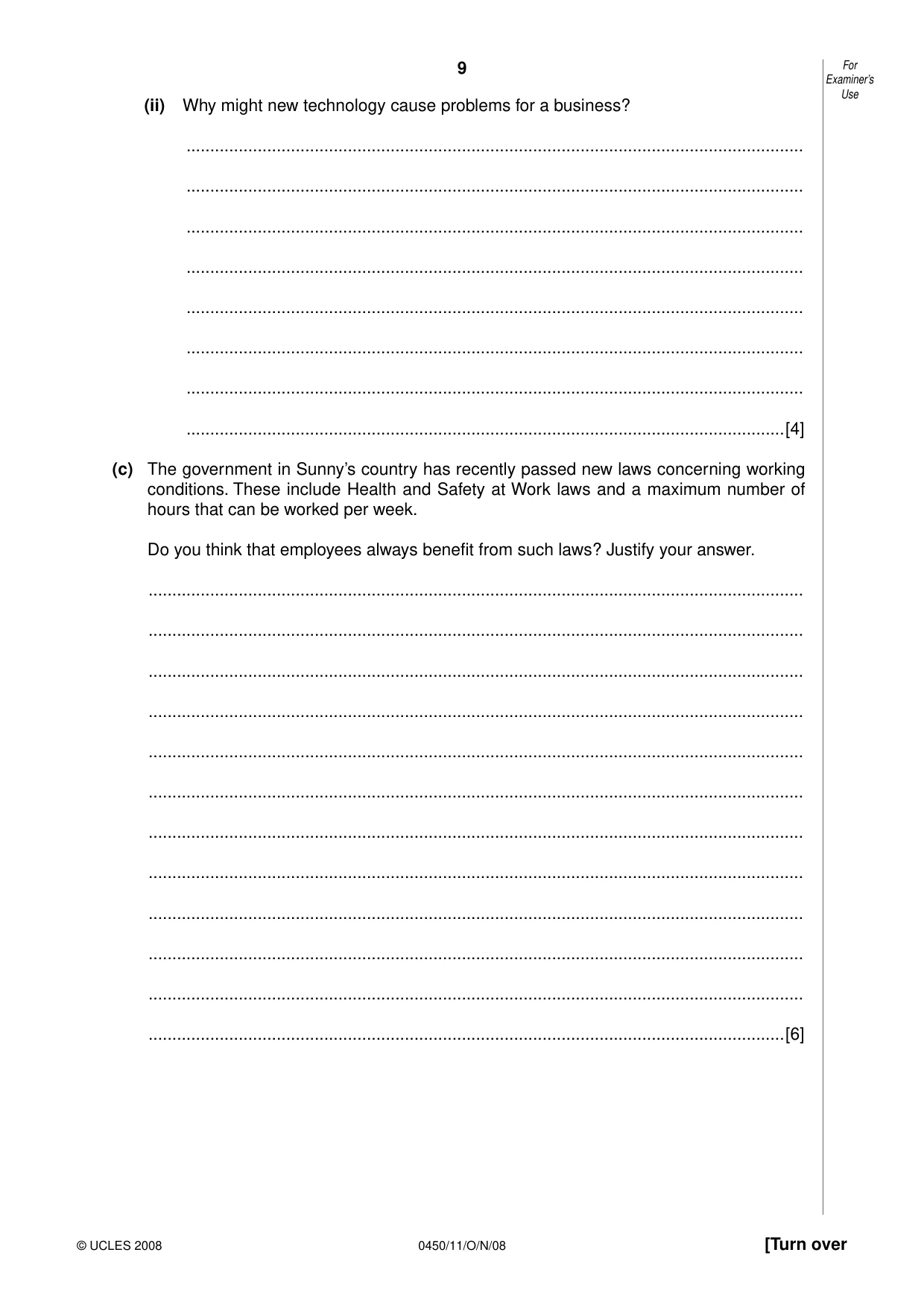 Cambridge IGCSE Business Studies 0450 2008 Oct/Nov Paper 1 · Variant 0 question paper, page 10 of 25