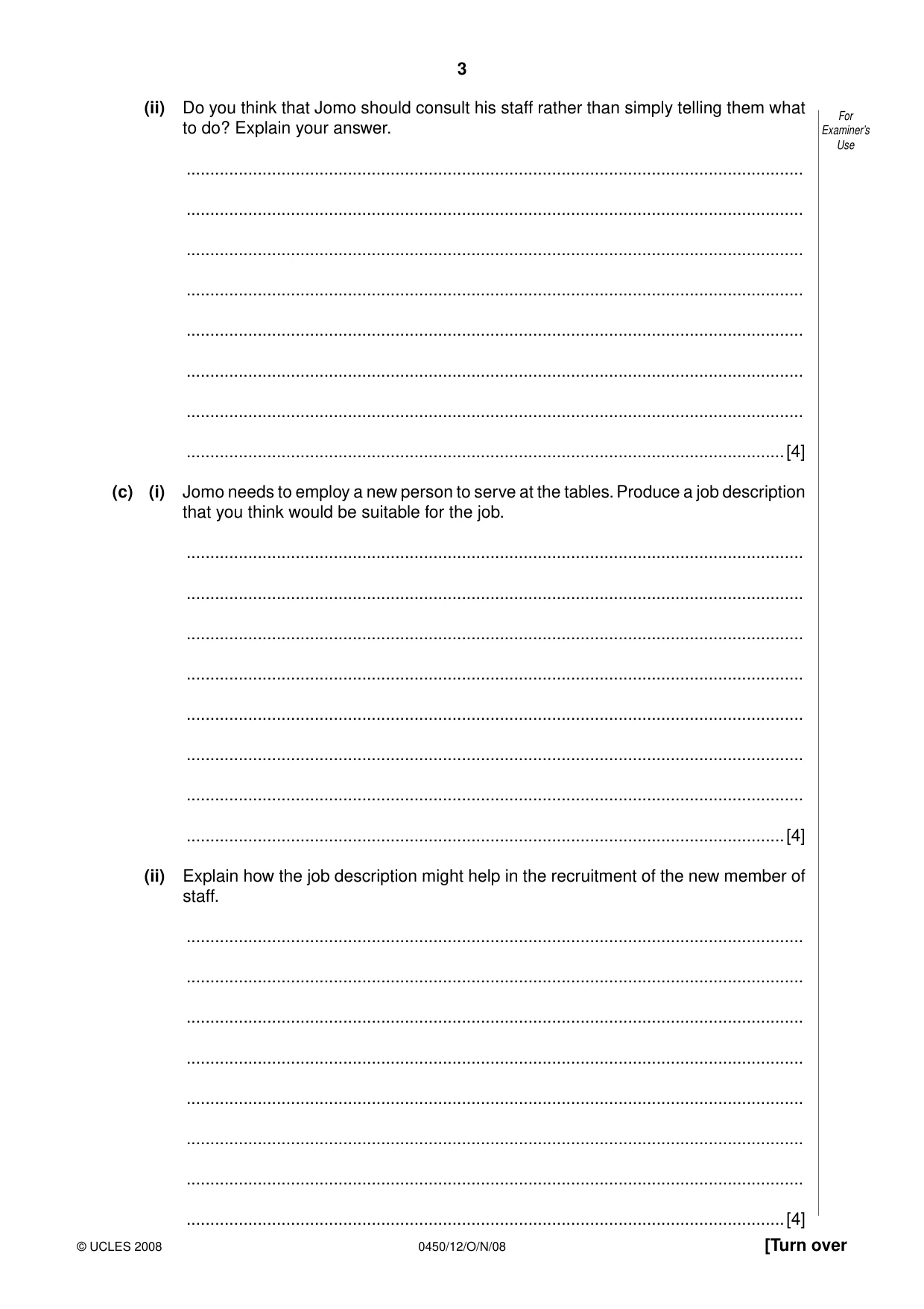 Cambridge IGCSE Business Studies 0450 2008 Oct/Nov Paper 1 · Variant 0 question paper, page 16 of 25