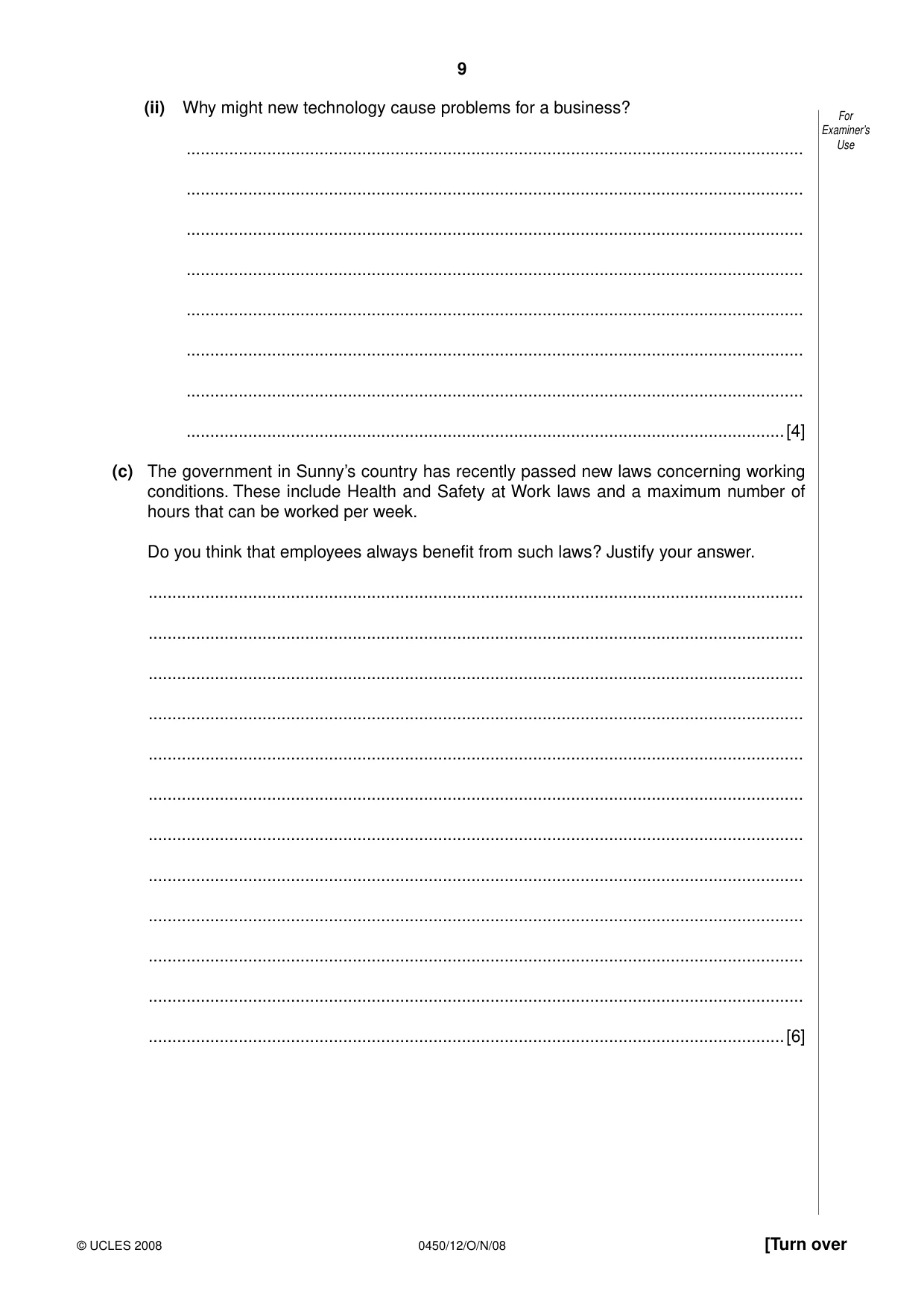 Cambridge IGCSE Business Studies 0450 2008 Oct/Nov Paper 1 · Variant 0 question paper, page 22 of 25