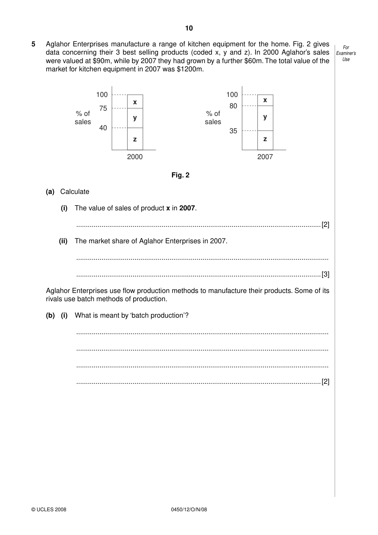 Cambridge IGCSE Business Studies 0450 2008 Oct/Nov Paper 1 · Variant 0 question paper, page 23 of 25