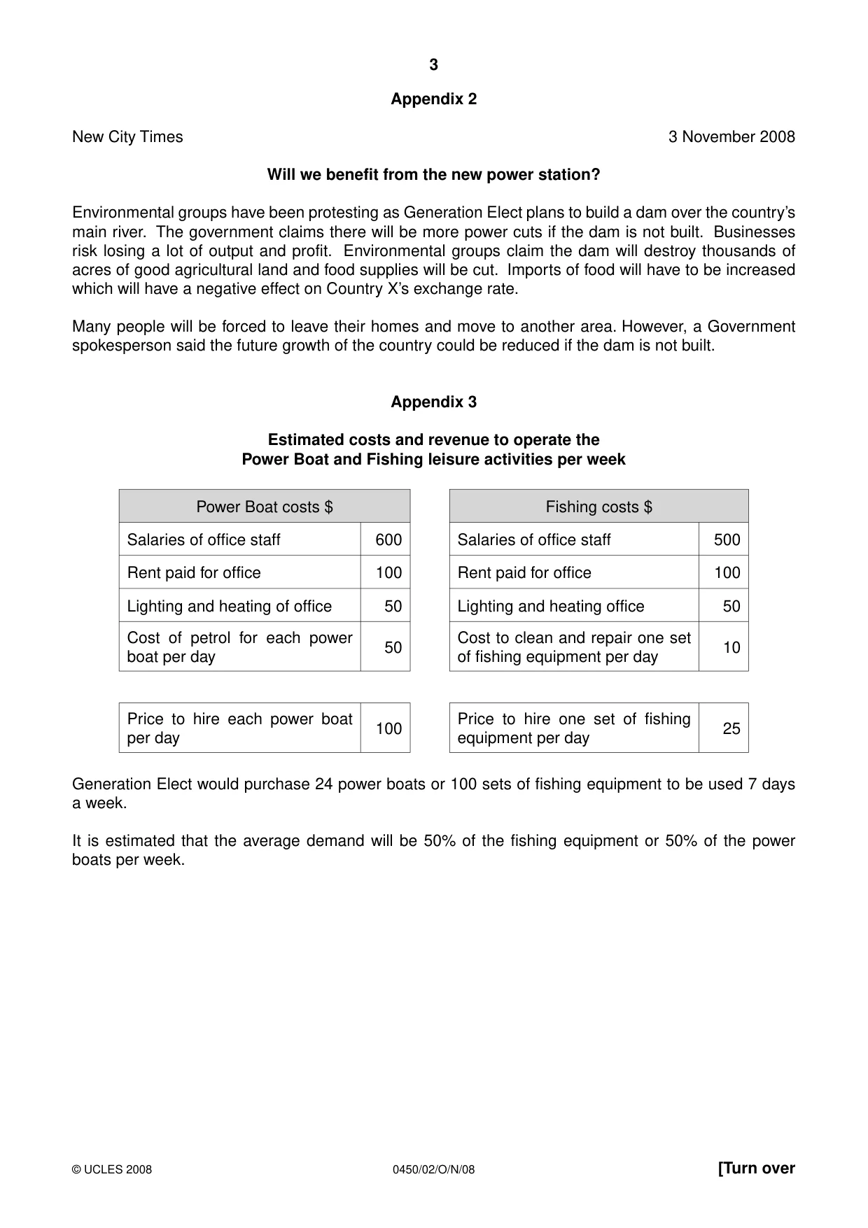 Cambridge IGCSE Business Studies 0450 2008 Oct/Nov Paper 2 · Variant 1 question paper, page 3 of 16