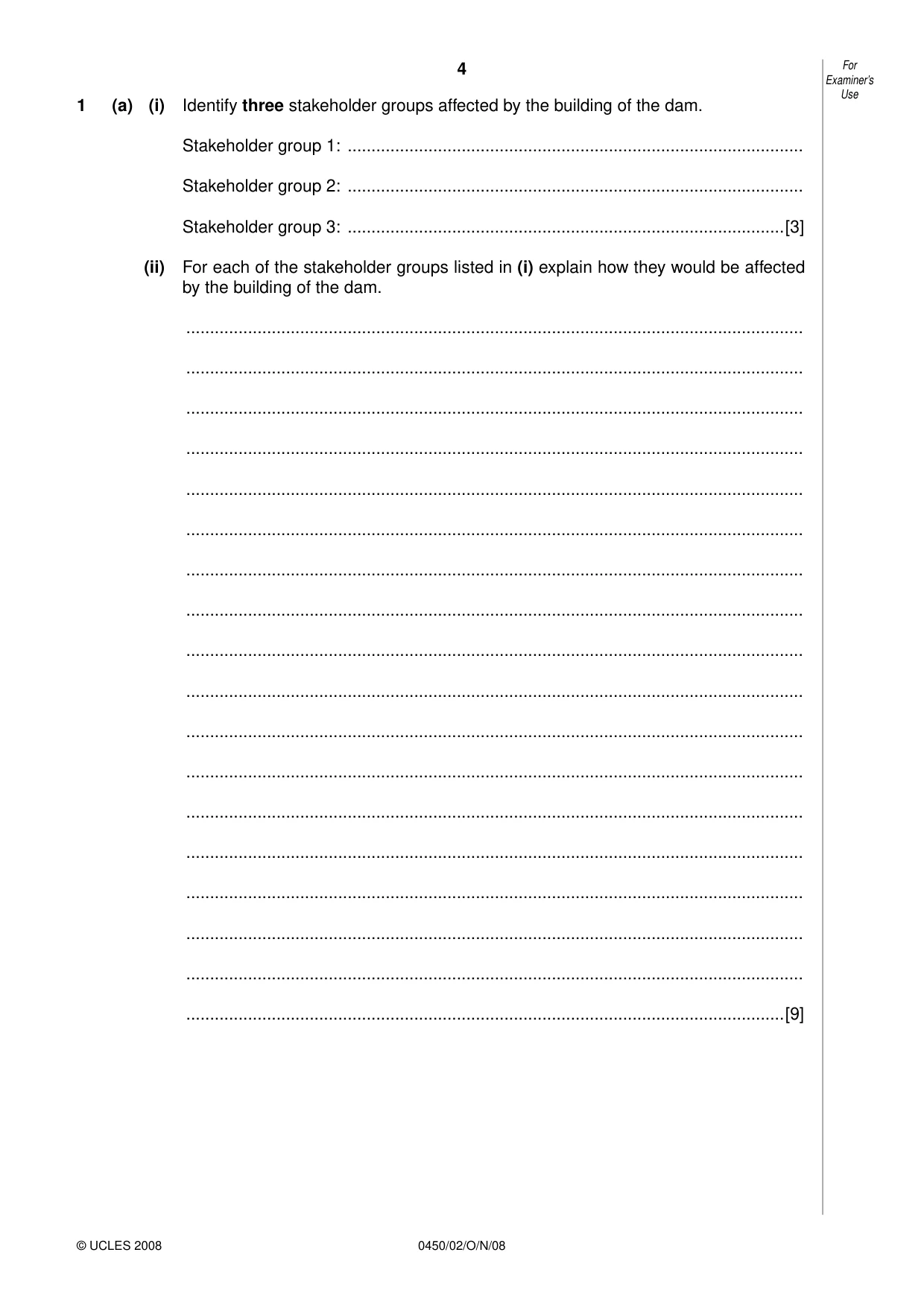 Cambridge IGCSE Business Studies 0450 2008 Oct/Nov Paper 2 · Variant 1 question paper, page 4 of 16
